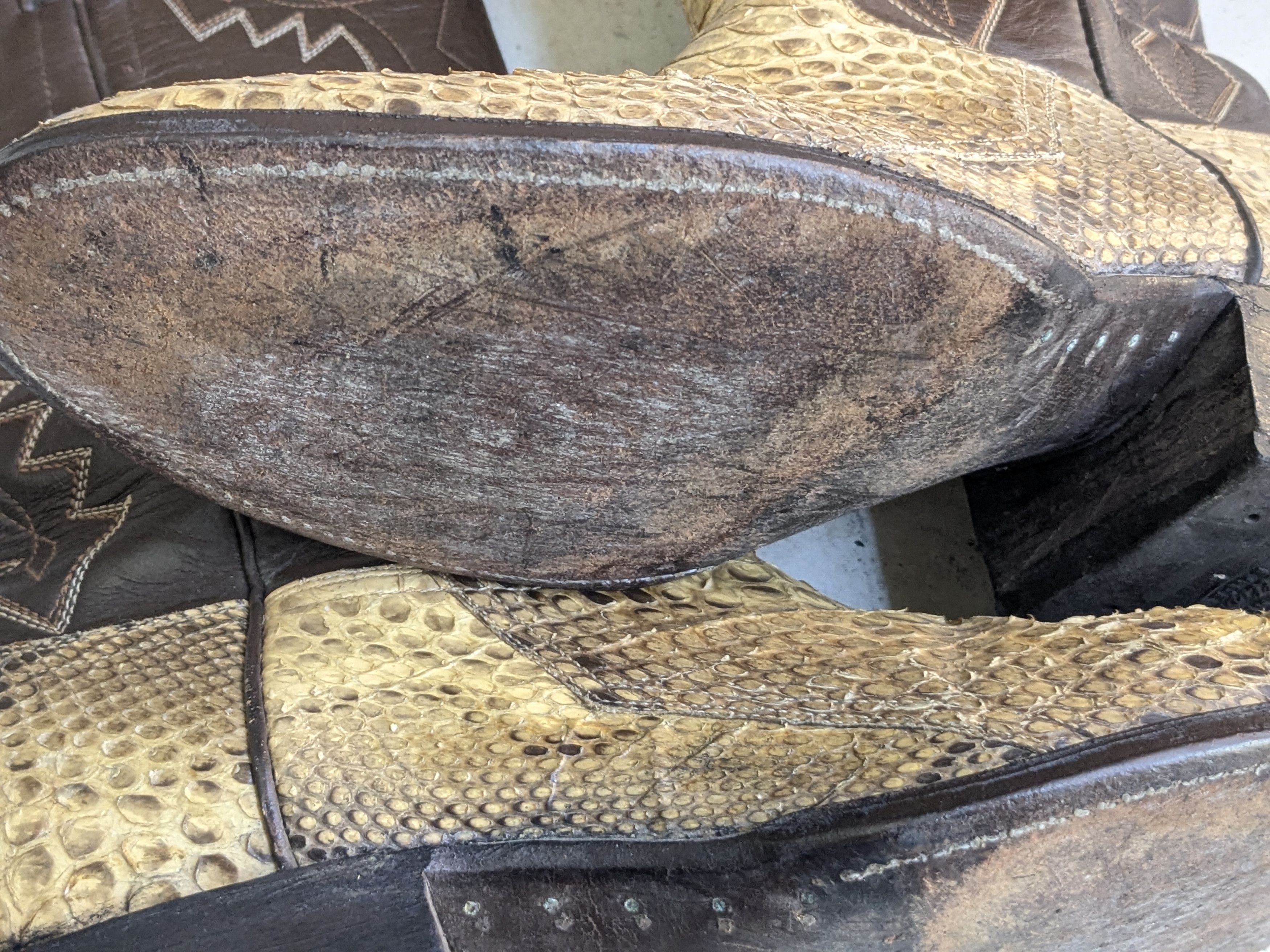 Vintage Renegade Cowboy Boots Python Brown Leather Botas USA 12 Size US 12 / EU 45 - 14 Thumbnail