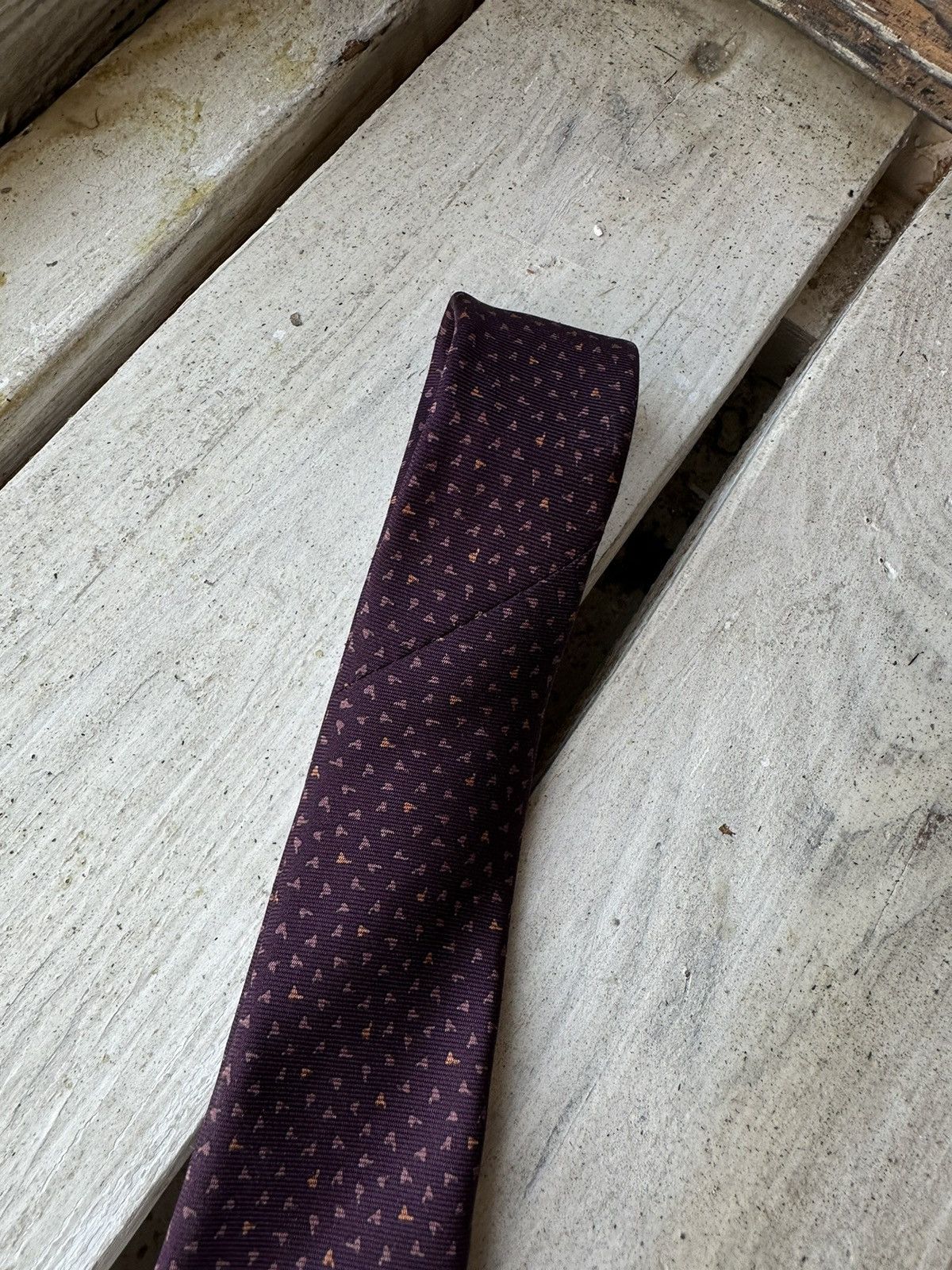 Bvlgari × Designer × Vintage 🚨Vintage Bvlgari VINTAGE Burgundy Bulgari Neck tie Pure Silk Size ONE SIZE - 12 Thumbnail