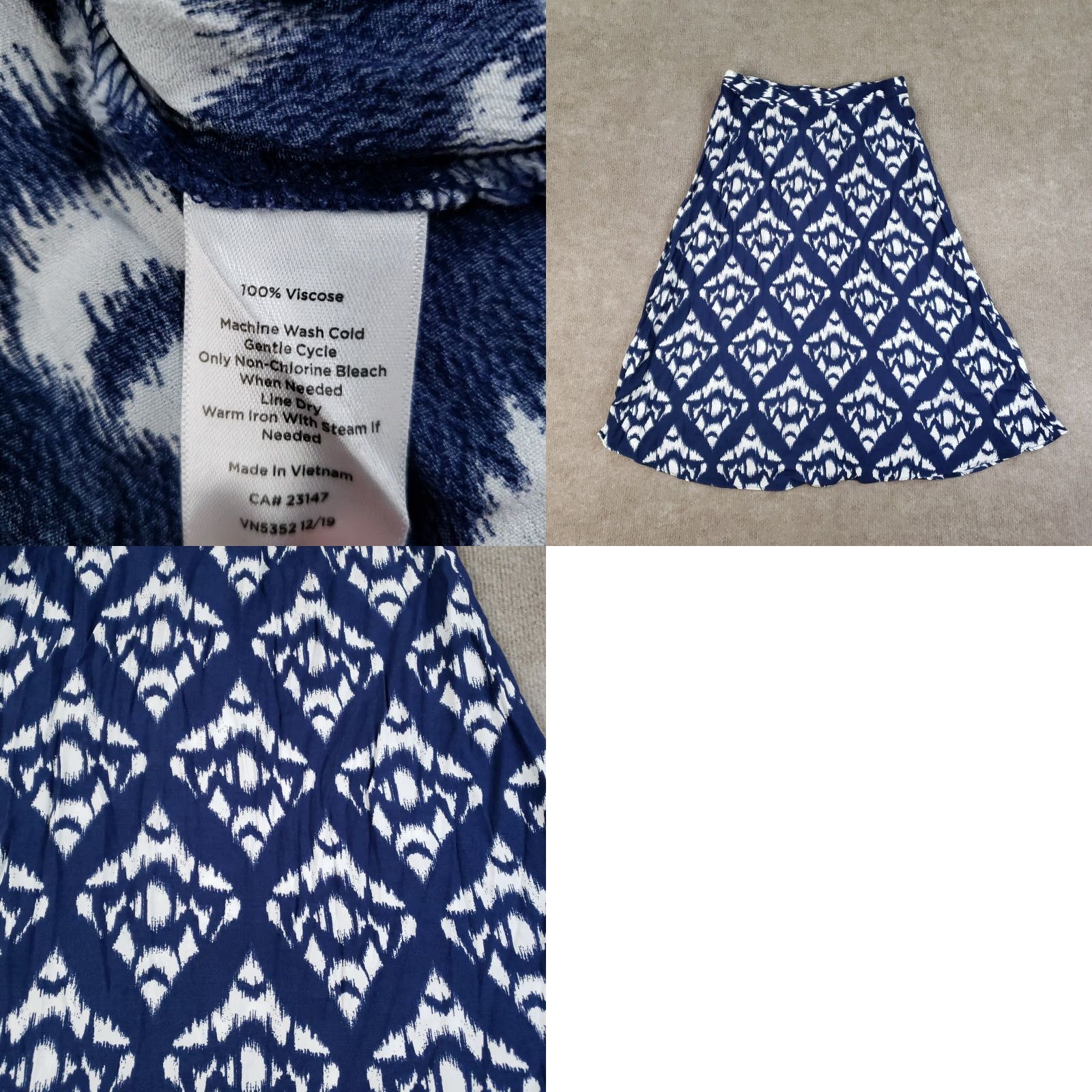 Talbots Talbots Skirt 4P Blue White Midi A-Line Petite Women Lightweight Vintage No Size 27" / US 4 / IT 40 - 8 Thumbnail