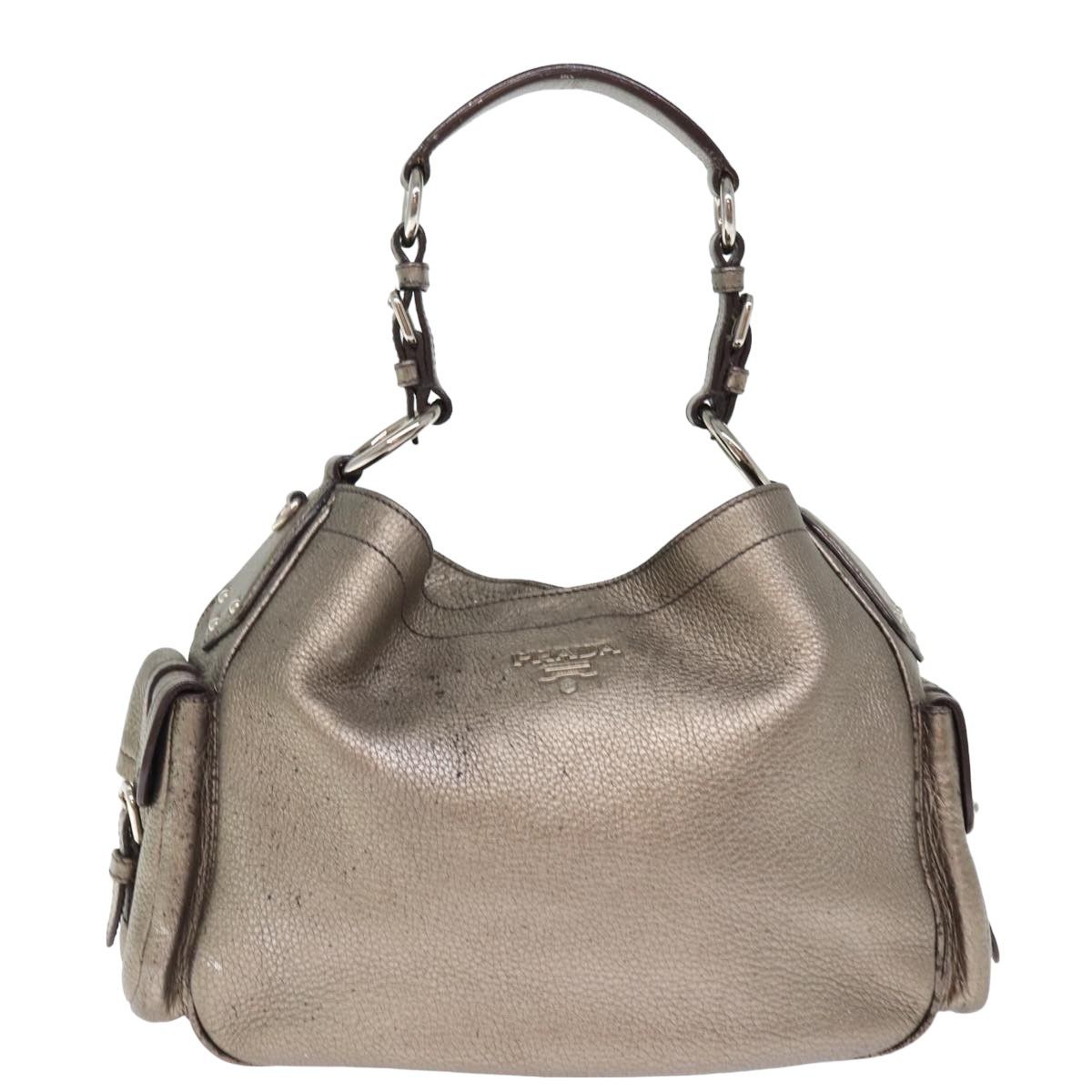 Vitello Silver Leather Shoulder Bag (Pre-Owned)