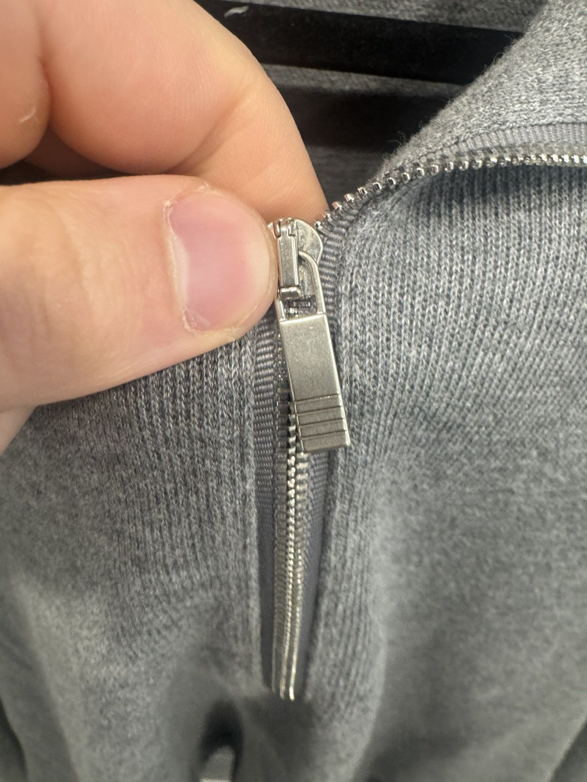 Thom Browne Thom Browne Grey Double-Face Funnel Neck Half-Zip Sweater Size US L / EU 52-54 / 3 - 8 Thumbnail