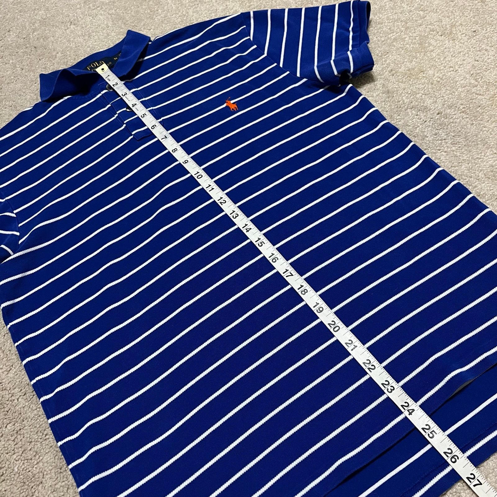 Polo Ralph Lauren Polo Ralph Lauren Orange Pony Blue Striped Polo Shirt Medium Size US M / EU 48-50 / 2 - 5 Thumbnail