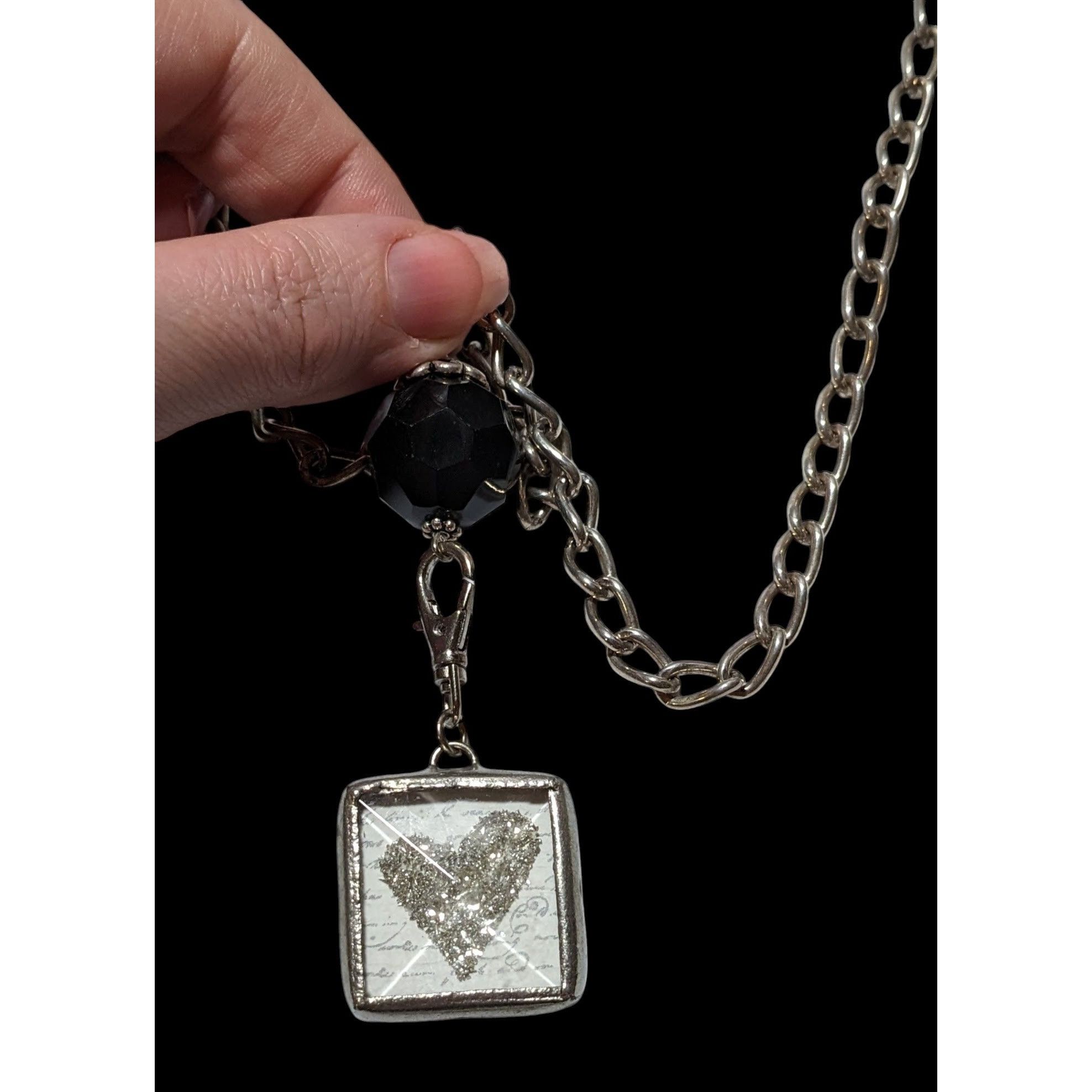 Other Unique Glitter Heart C Reversible Pendant Necklace Size ONE SIZE - 5 Thumbnail
