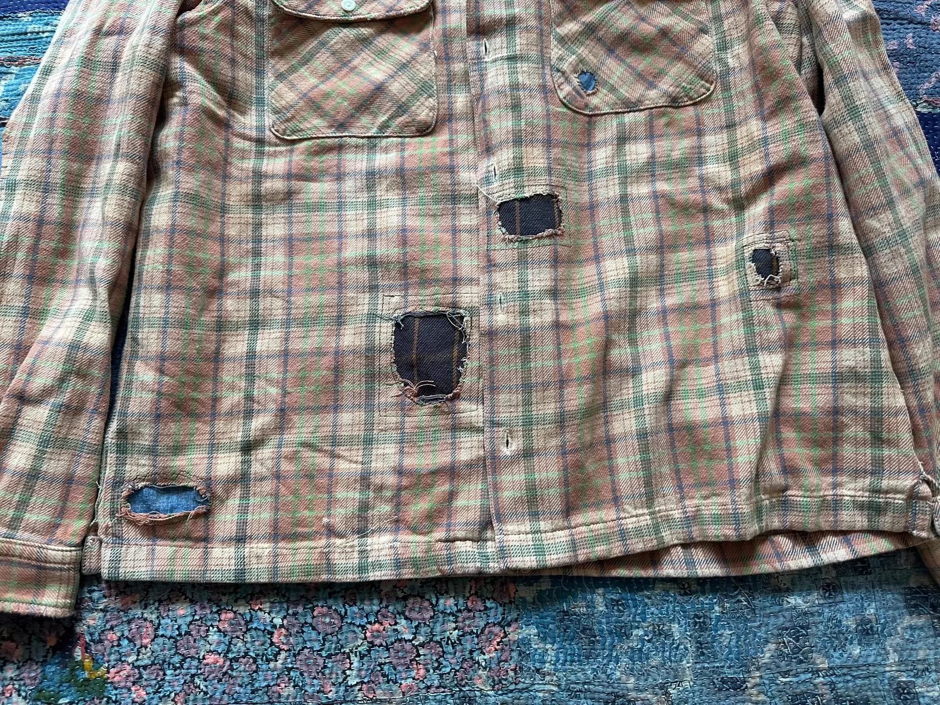 RRL Ralph Lauren RRL Patched Distressed Plaid Shirt XXL Heavyweight Size US XXL / EU 58 / 5 - 6 Thumbnail