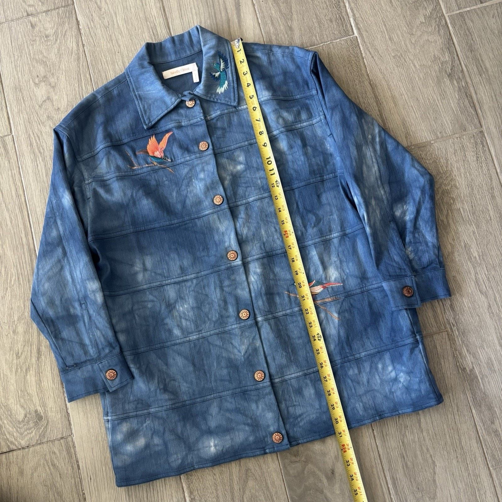 See by Chloe See By Chloé Denim Jacket Women’s 42 Acid Wash Embroided Size M / US 6-8 / IT 42-44 - 14 Thumbnail