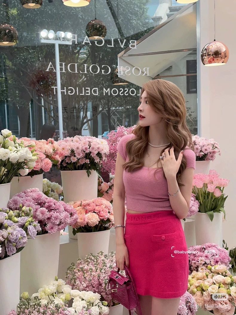 Chanel Chanel 22B peach pink cashmere skirt 2503-Nextarrow Size 25" / US 0 / IT 36 - 7 Thumbnail