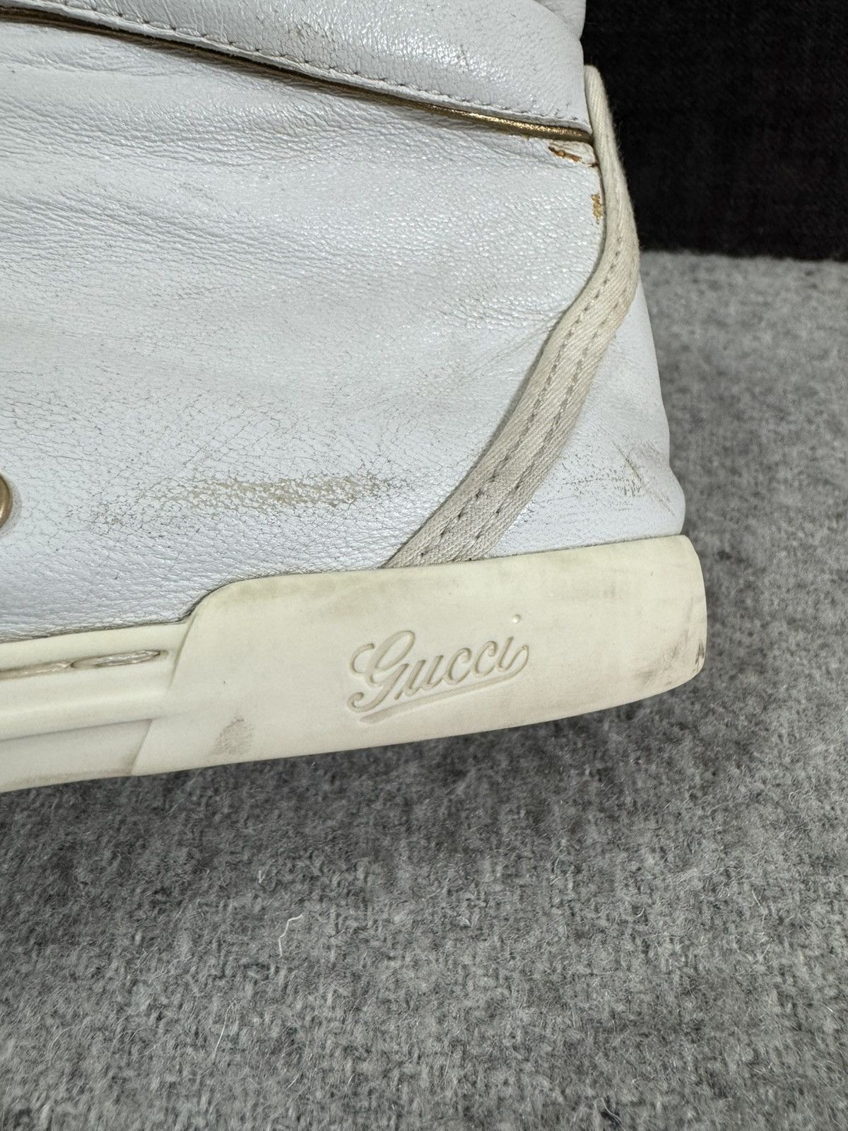 Gucci Gucci Leather High Top Sneakers White Italy size 37 Size US 7 / IT 37 - 10 Thumbnail
