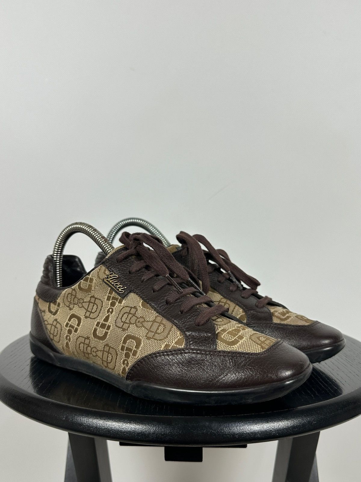 Gucci Gucci GG Monogram Leather/Canvas Lace Up Low Sneakers Size US 6 / IT 36 - 12 Thumbnail