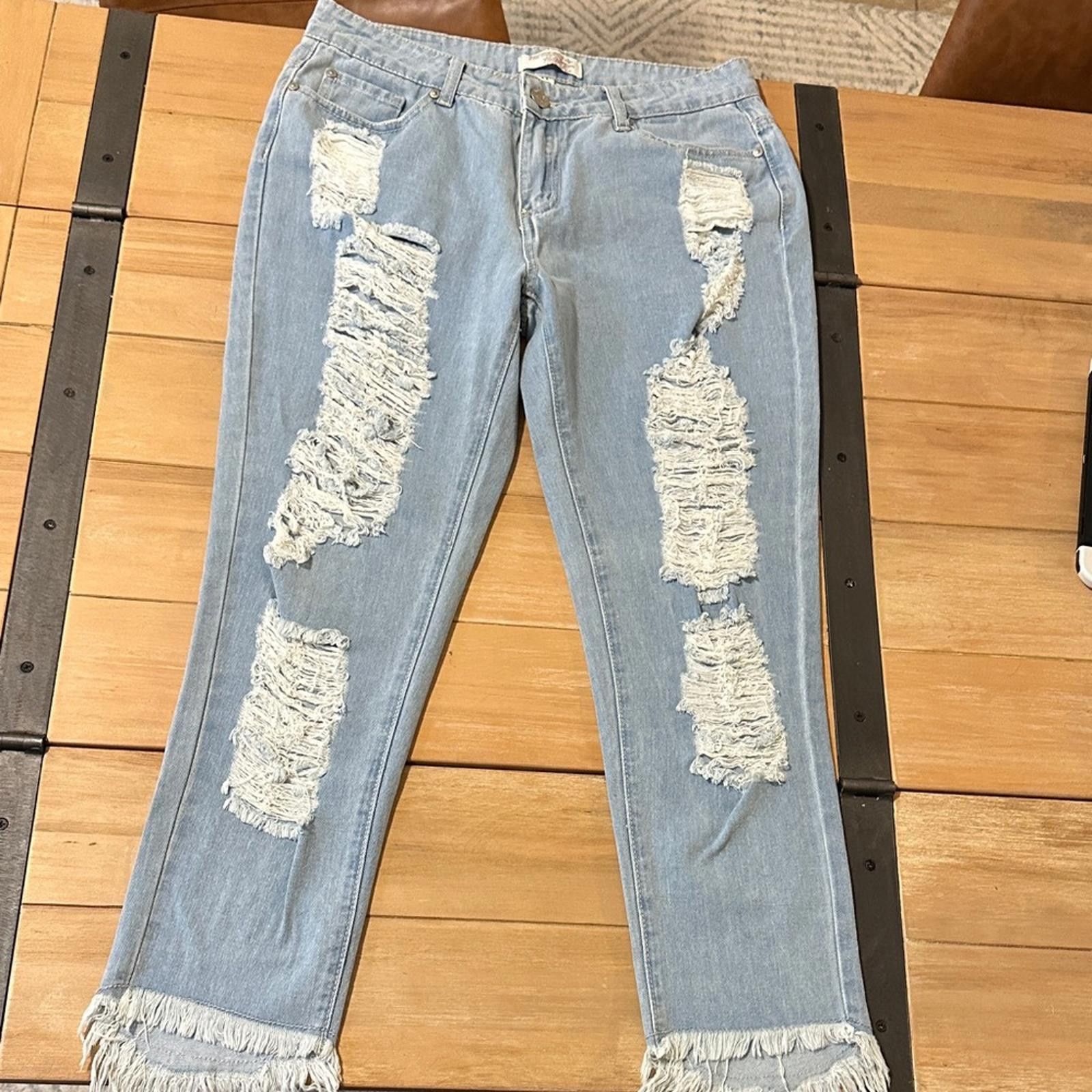 Other Harmony & Havoc 11 jeans Distressed Light Blue NWOT Size 30" / US 8 / IT 44 - 1 Thumbnail