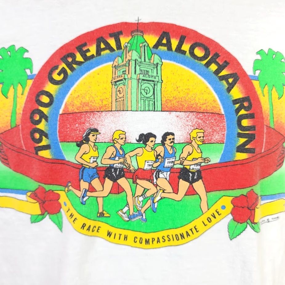 Hanes VINTAGE Hanes T-Shirt Mens Size S White 90s Great Aloha Run Hawaii Made In USA Running 10k 5k Race Mens Size US S / EU 44-46 / 1 - 3 Thumbnail