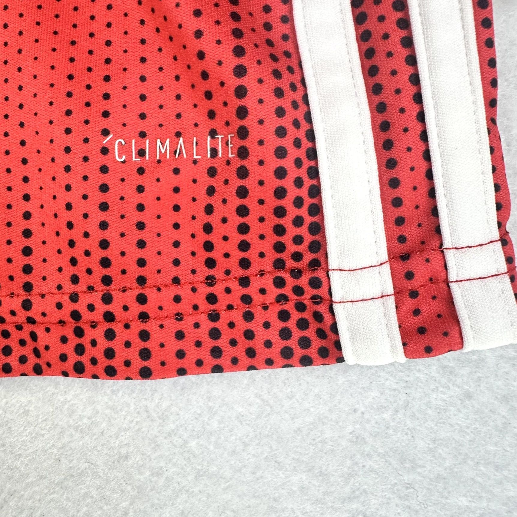 Adidas Adidas Shirt Mens M Red Climalite Three Stripes Jersey Top Short Sleeve V-Neck Pullover Soccer Jersey Size US M / EU 48-50 / 2 - 3 Thumbnail