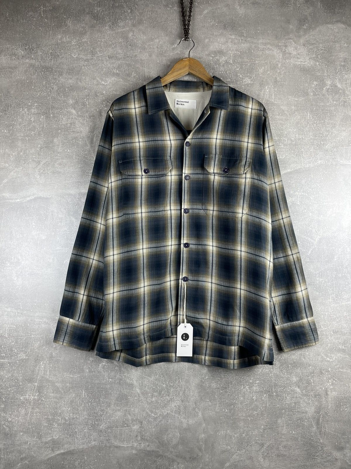 Universal Works Universal Works L.S Utility Shirt Navy E5 Shadow Check Size US M / EU 48-50 / 2 - 1 Thumbnail