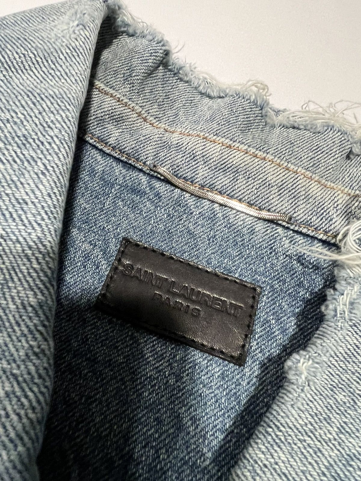 Saint Laurent Paris Saint Laurent men’s blue ripped denim jacket. 52/L Size US L / EU 52-54 / 3 - 3 Thumbnail