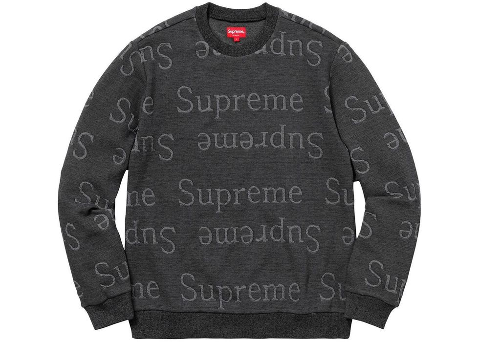 Supreme Supreme Jacquard Logo Crewneck Black Medium | Grailed