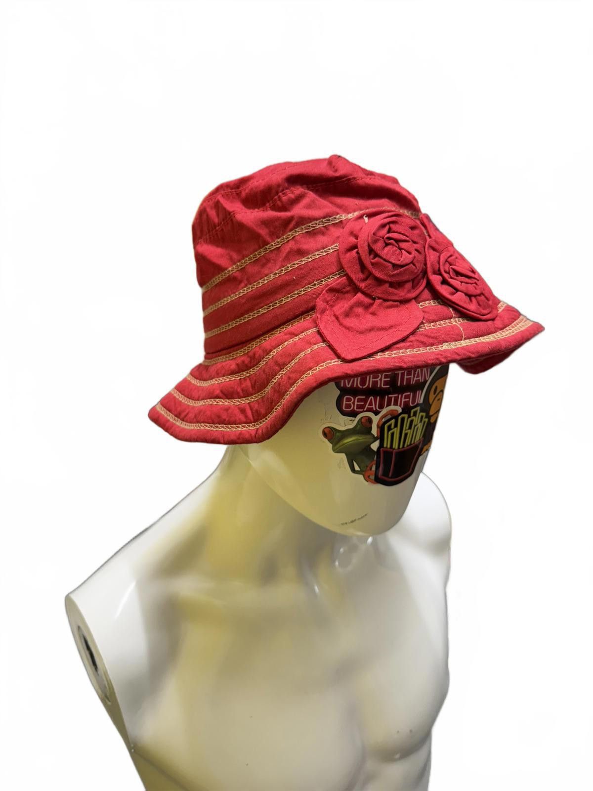 Designer Red Decorative Bucket Hat Size ONE SIZE - 3 Thumbnail