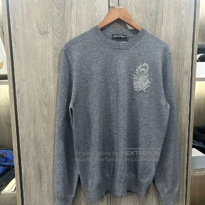 Alexander McQueen Alexander McQueen Gray Cotton Pullover Sweater . Size US L / EU 52-54 / 3 - 5 Thumbnail