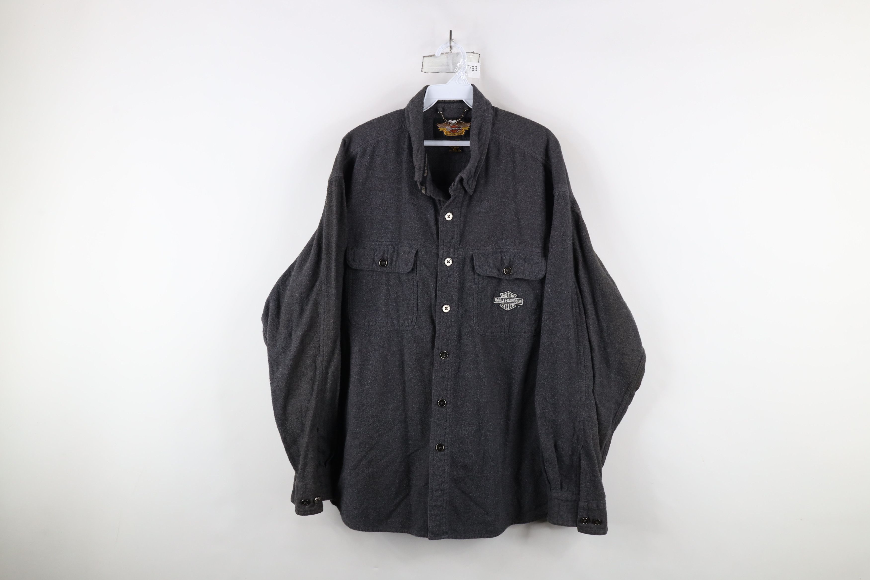 Harley Davidson × Vintage Vintage 90s Harley Davidson Spell Chamois Cloth Button Shirt Size US XXL / EU 58 / 5 - 1 Thumbnail