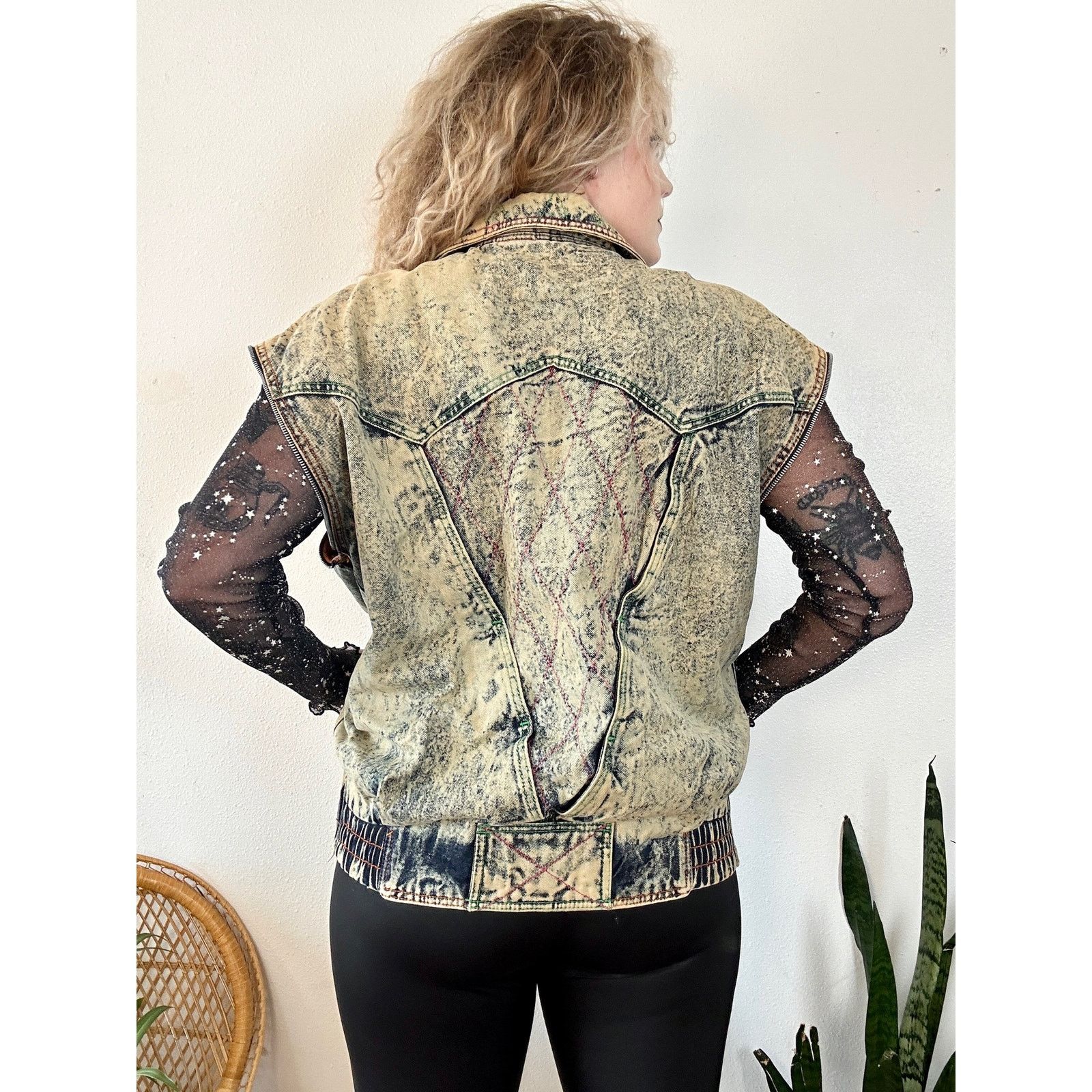 Vintage 80’s Acid Wash & Leather Convertible Moto Jacket Size US M / EU 48-50 / 2 - 7 Thumbnail