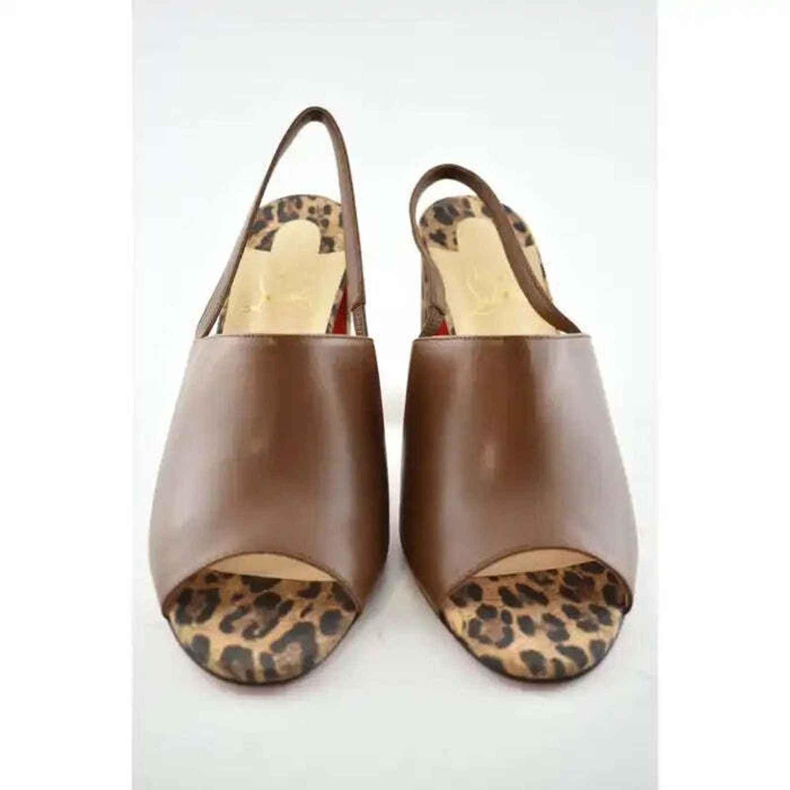 Christian Louboutin Pigasling 85 Brown Leopard Rio Slingback Block Heel Pump 36 Size US 6 / IT 36 - 3 Thumbnail