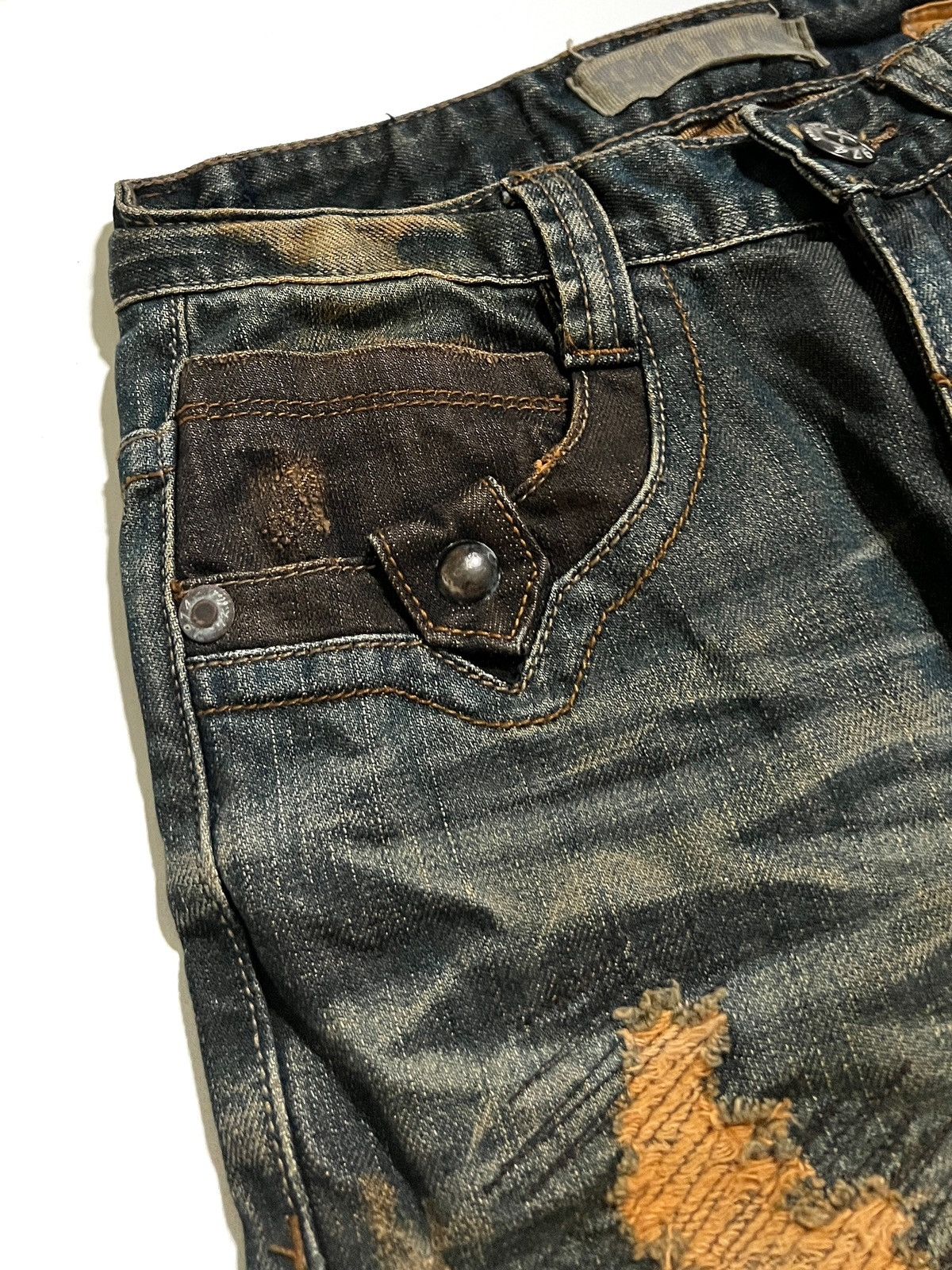 Japanese Brand Tokyo Boulevard Mud Wash Distressed Jeans Y2K Vkei Size US 29 - 5 Thumbnail