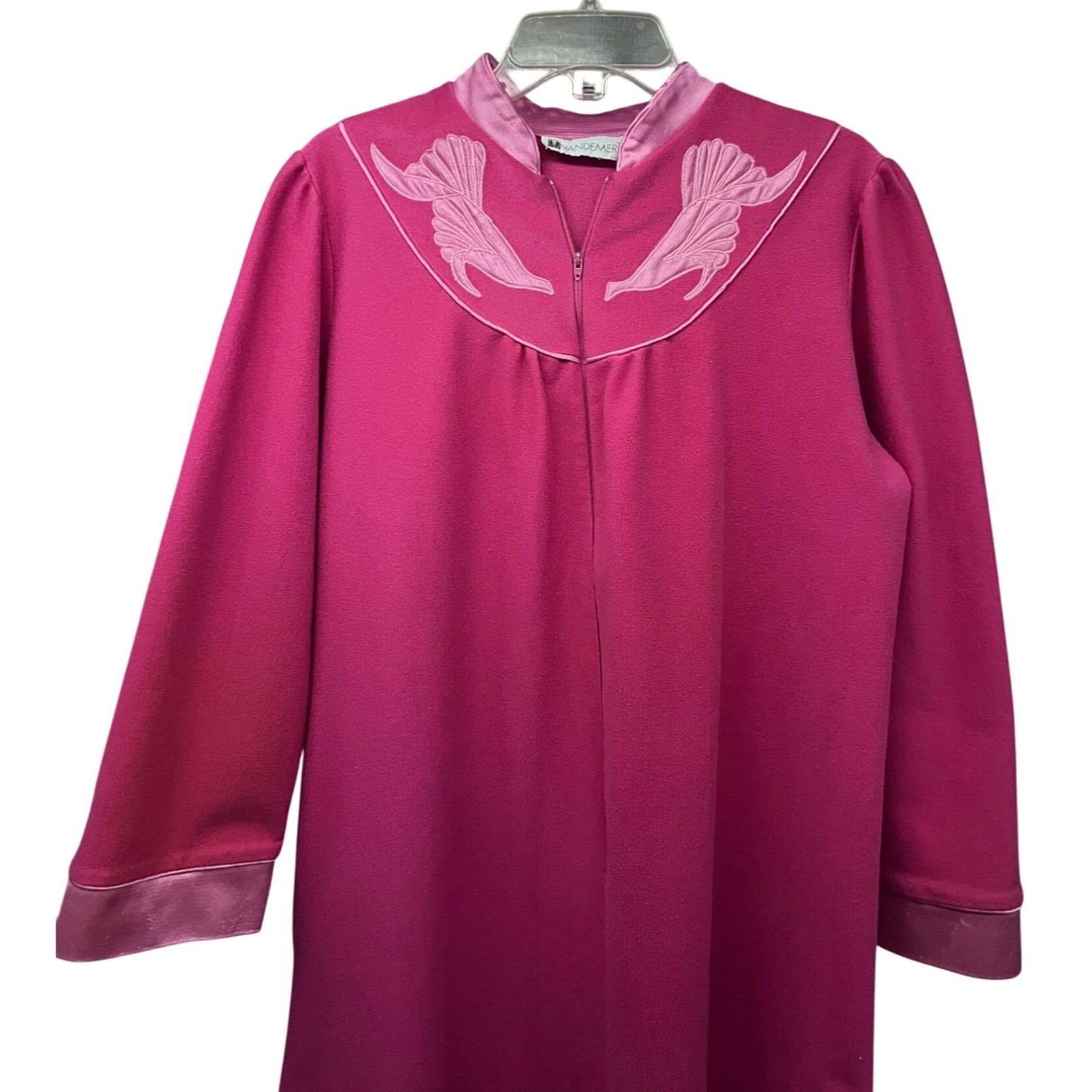 Vintage JCPenney Vandemere Womens Vintage 70s Pink Zip Up Robe House Size ONE SIZE - 4 Thumbnail