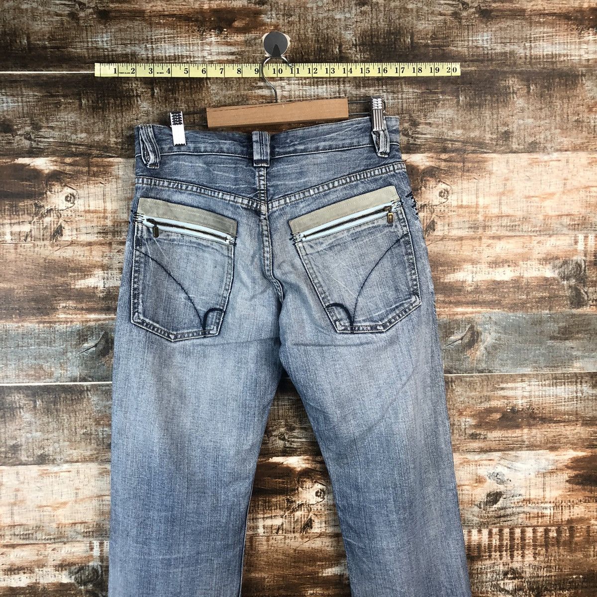 Japanese Brand Back Number Blue Distressed Denim Pants #A2098 Size US 30 / EU 46 - 18 Thumbnail
