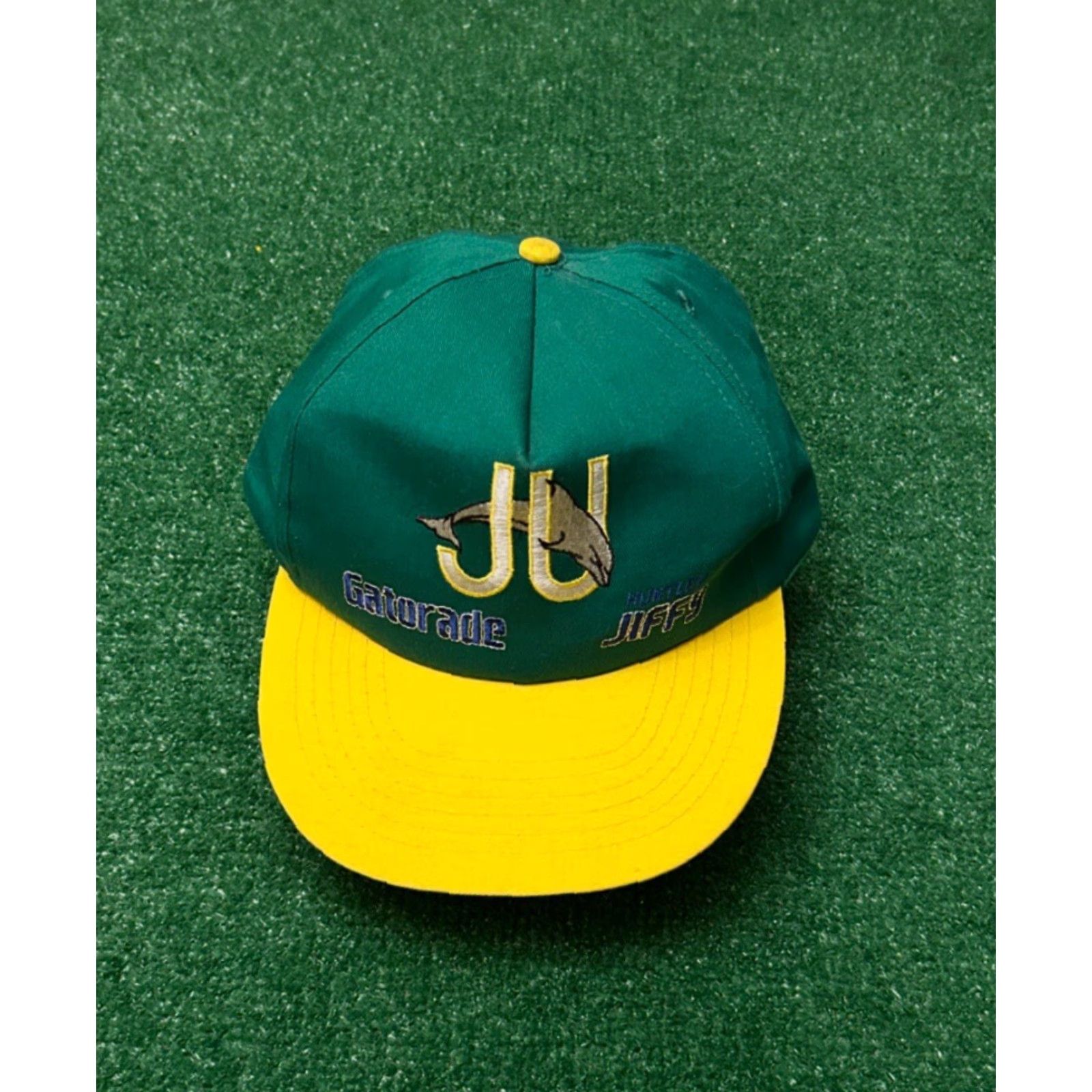 Vintage VINTAGE Jacksonville University Dolphins JU Gatorade Jiffy SnapBack Hat Mens One Size Green 90s 80s University Sports Hip Hop Adjustable Size ONE SIZE - 5 Thumbnail