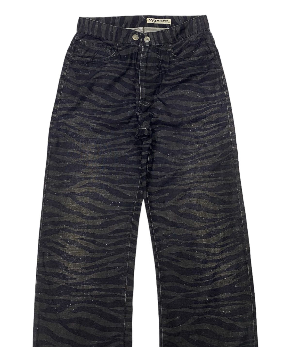 MOTHER TIGER STRIPES BAGGY DISTRESS DENIM JEANS