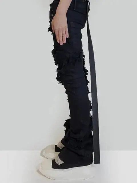 Japanese Brand × Vintage punk flared skinny pants with fraying Size US 34 / EU 50 - 2 Thumbnail