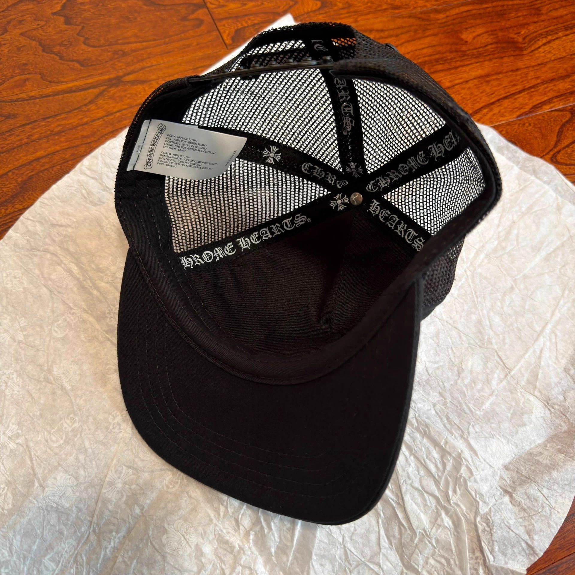Chrome Hearts Chrome Hearts Black Cross Leather Silver Buckle Trucker Hat Size ONE SIZE - 3 Thumbnail