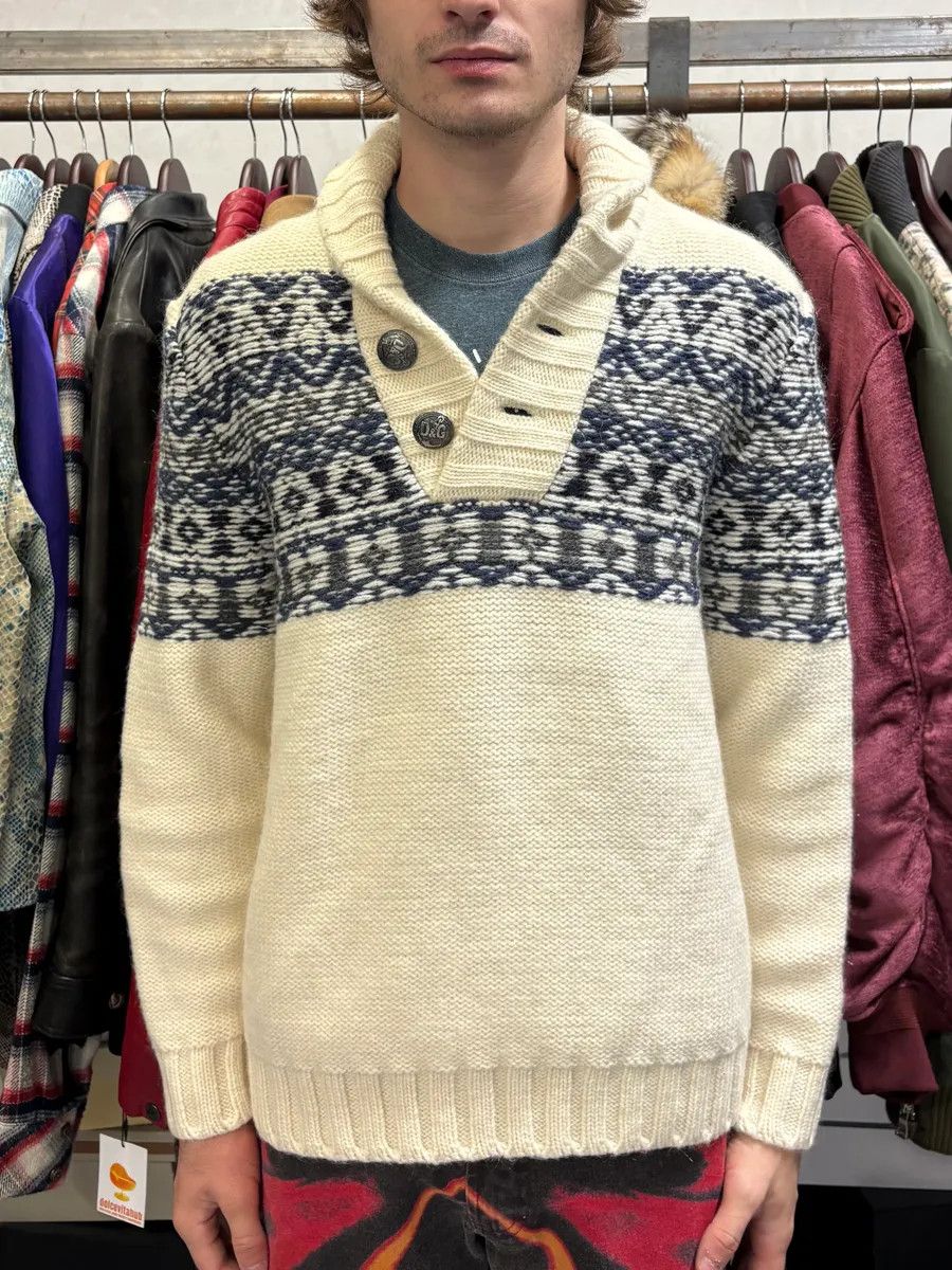 Dolce & Gabbana 2000s Dolce & Gabbana Navy Beige Buttoned Sweater Size US M / EU 48-50 / 2 - 2 Thumbnail