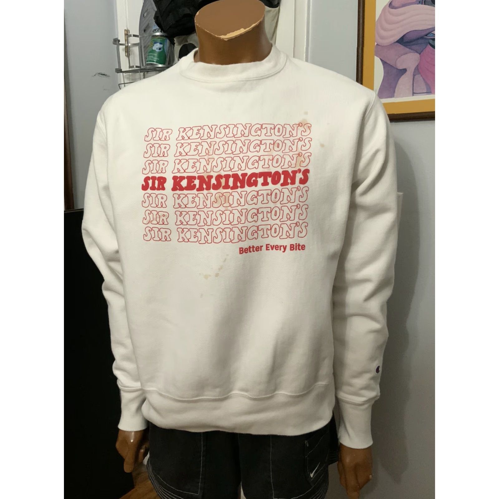 Champion Champion Reverse Weave Sir Kensington’s Better Every Bite Crewneck Sweatshirt M White Mens Sweatshirt Reversible Pullover Vintage? Size US M / EU 48-50 / 2 - 7 Thumbnail