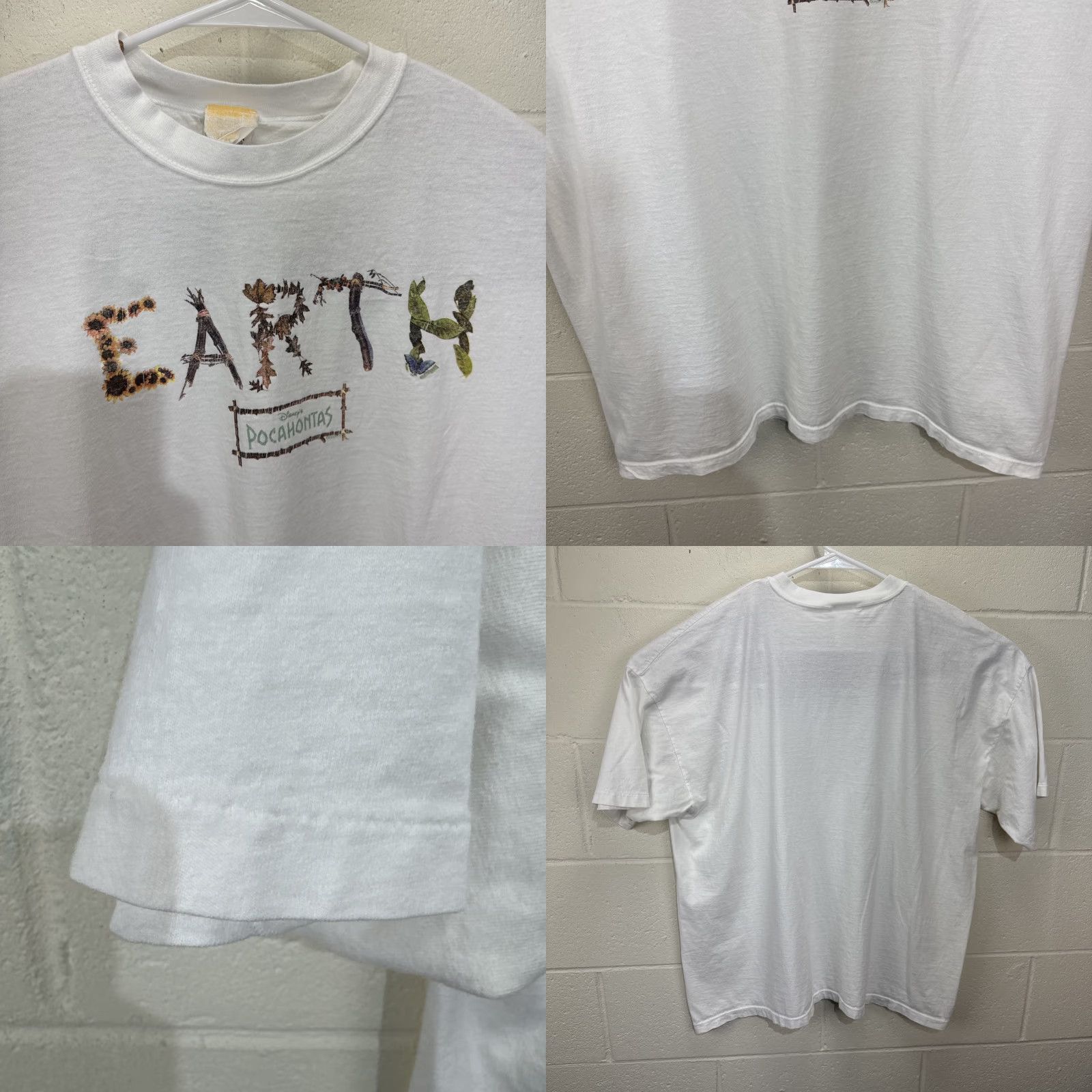 Vintage VINTAGE Pocahontas 90s Movie Promo T-Shirt Disney Earth Graphic Tee 2XL White Unisex Size US XXL / EU 58 / 5 - 8 Thumbnail