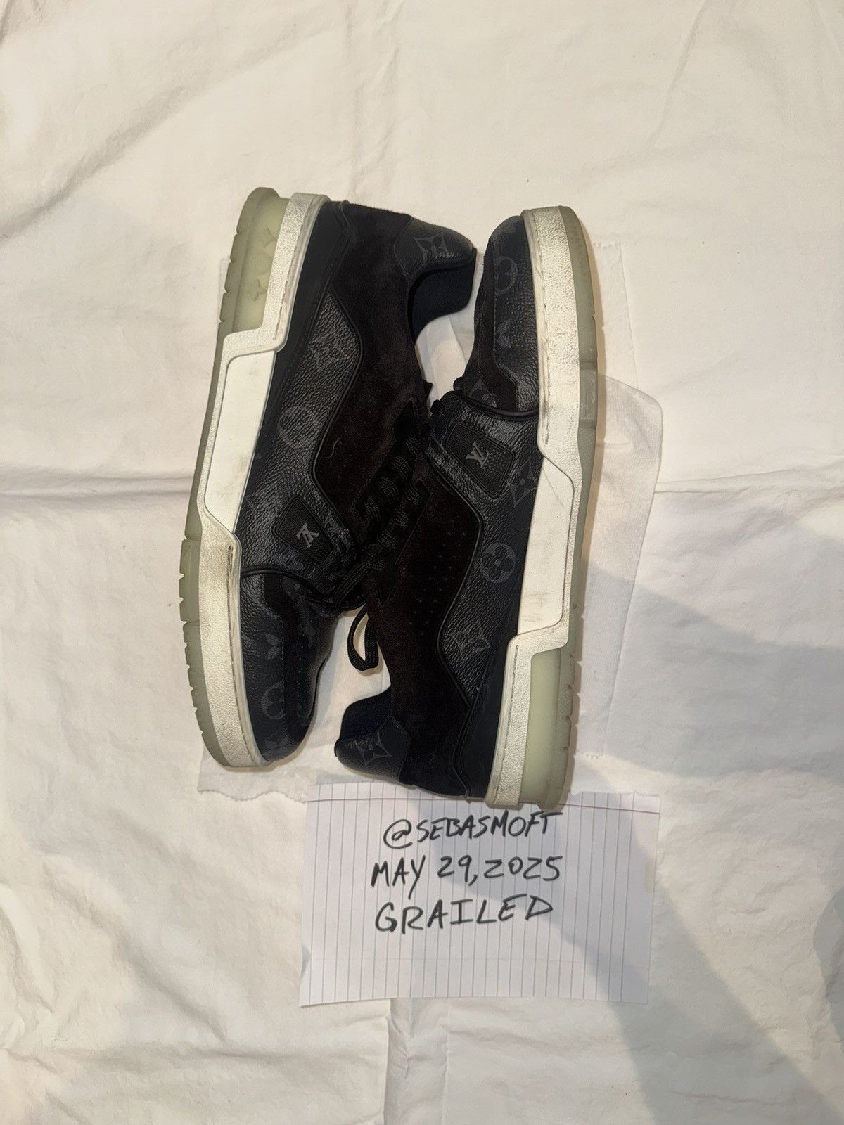 Louis Vuitton LV Louis Vuitton Black Monogram Eclipse Suede Trainers Size US 8 / EU 41 - 1 Thumbnail
