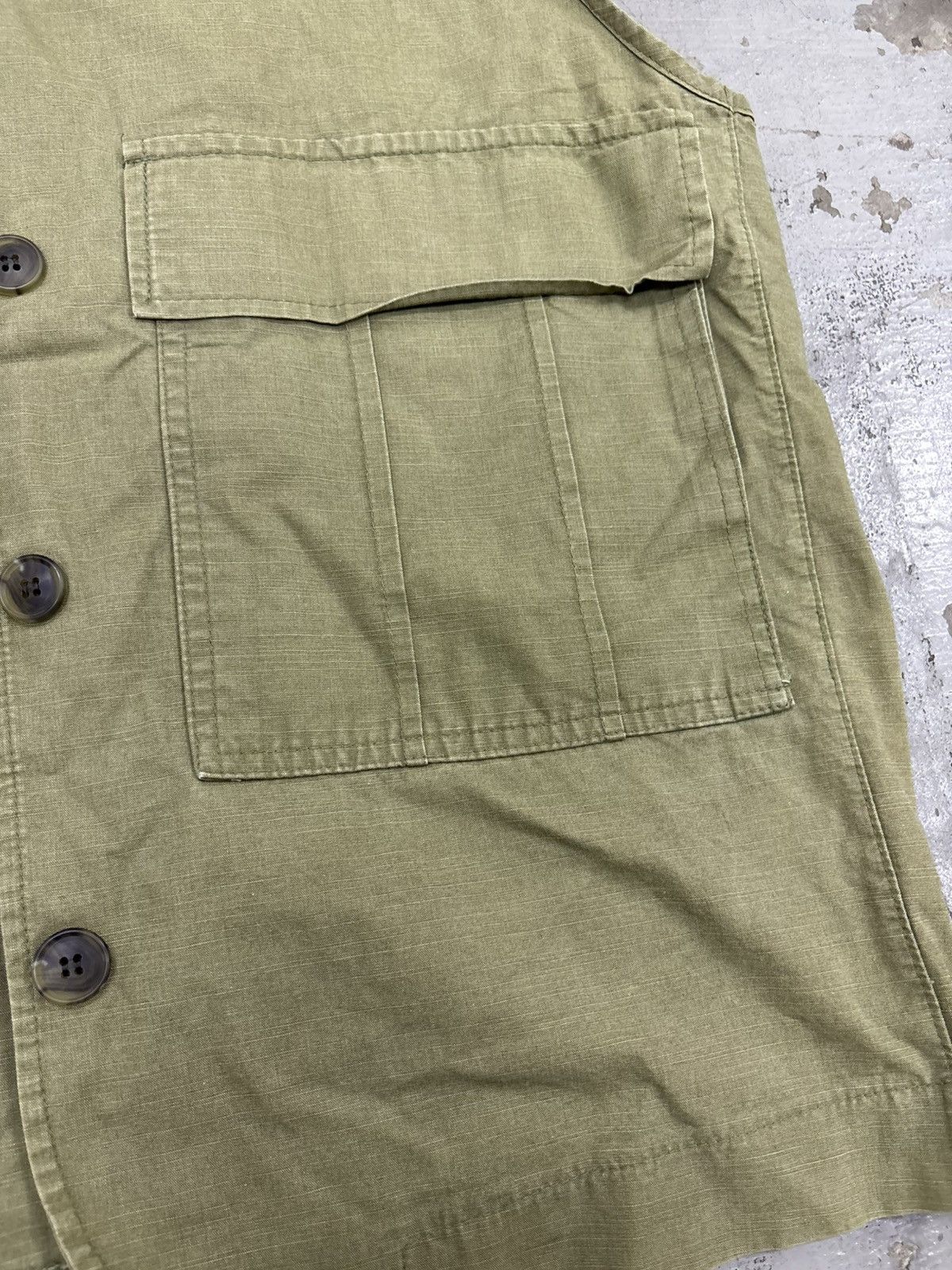 Japanese Brand Vintage Cargo Vest - Japanese Military Sateen - Fatigue Size US M / EU 48-50 / 2 - 4 Thumbnail
