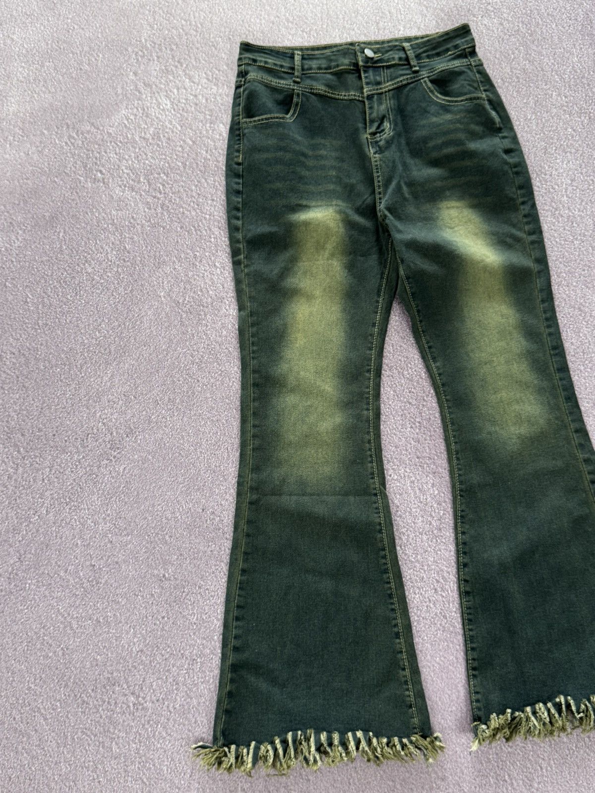 20471120 Vintage Japanese Flared Denim Distressed with Blue Wash Size 32" / US 10 / IT 46 - 5 Thumbnail