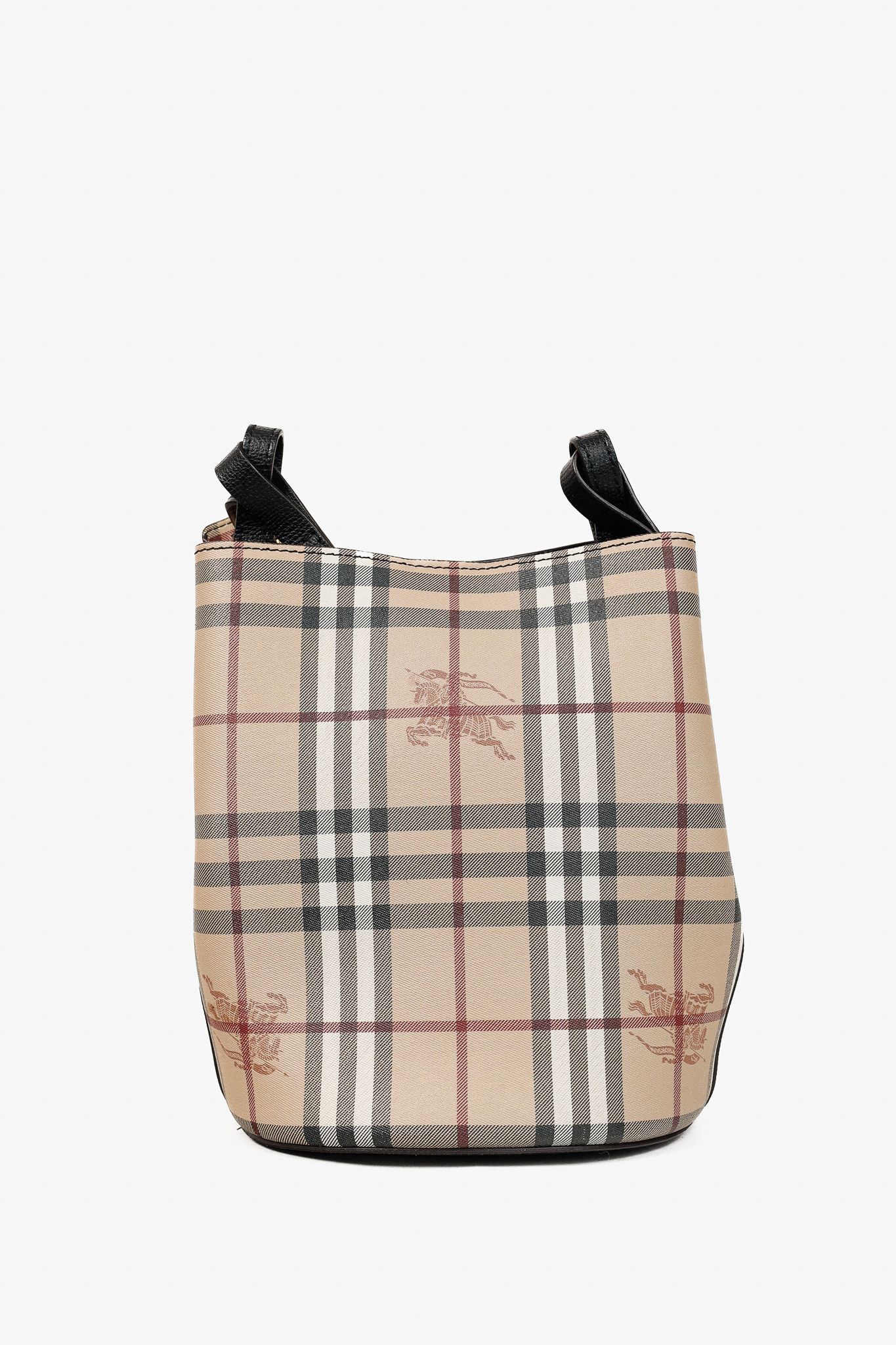 Burberry Burberry Small Lorne Haymarket Check Leather-Trim Bucket Bag Size ONE SIZE - 4 Thumbnail