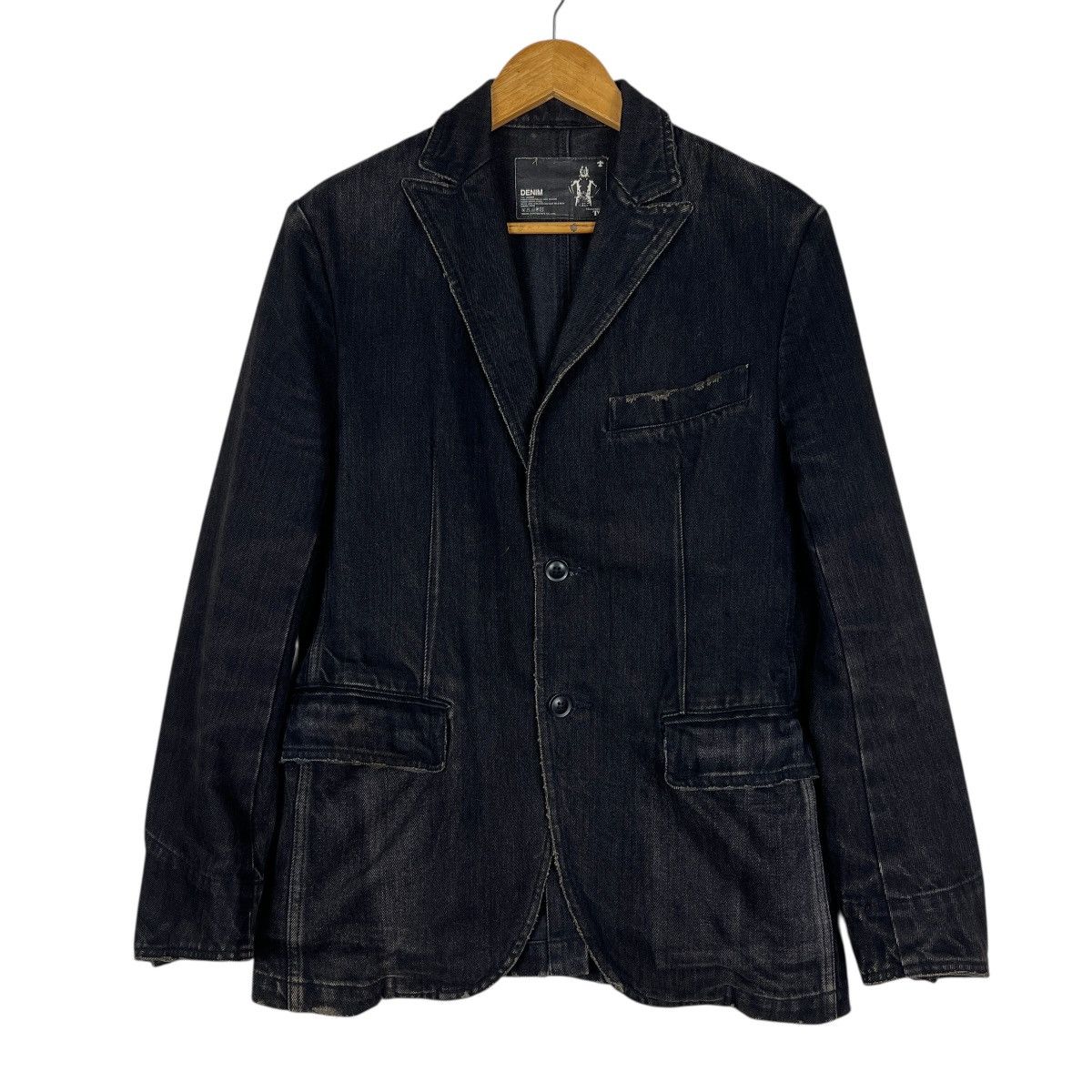 Japanese Brand 🔥 Trans Continents Black Dyed Denim Blazer Jacket Size US S / EU 44-46 / 1 - 1 Thumbnail