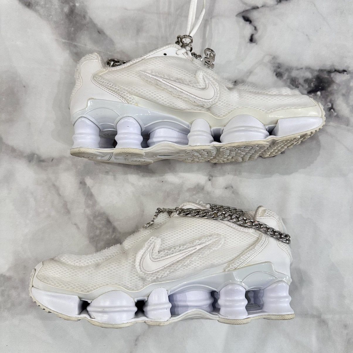 Comme des Garcons × Nike NIKE X CDG SHOX CHAIN SNEAKERS WHITE MENS SIZE 9 EUR 40.5 Size US 9 / EU 42 - 3 Thumbnail