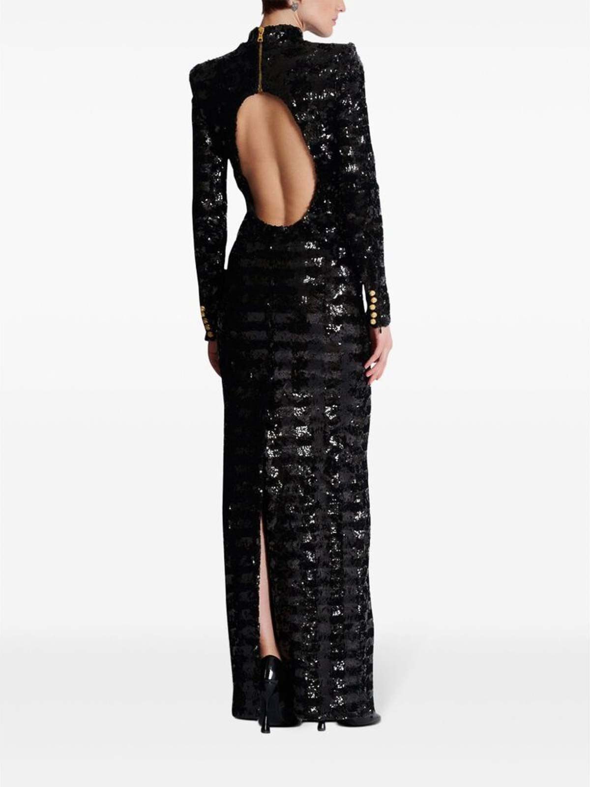 o1s1wg111025 Sequin Maxi Dress in Black