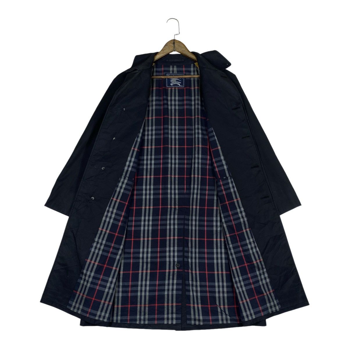 Burberry × Burberry Prorsum Vintage Burberrys London Nova Checked Navy Blue Long Jacket Size US M / EU 48-50 / 2 - 4 Thumbnail