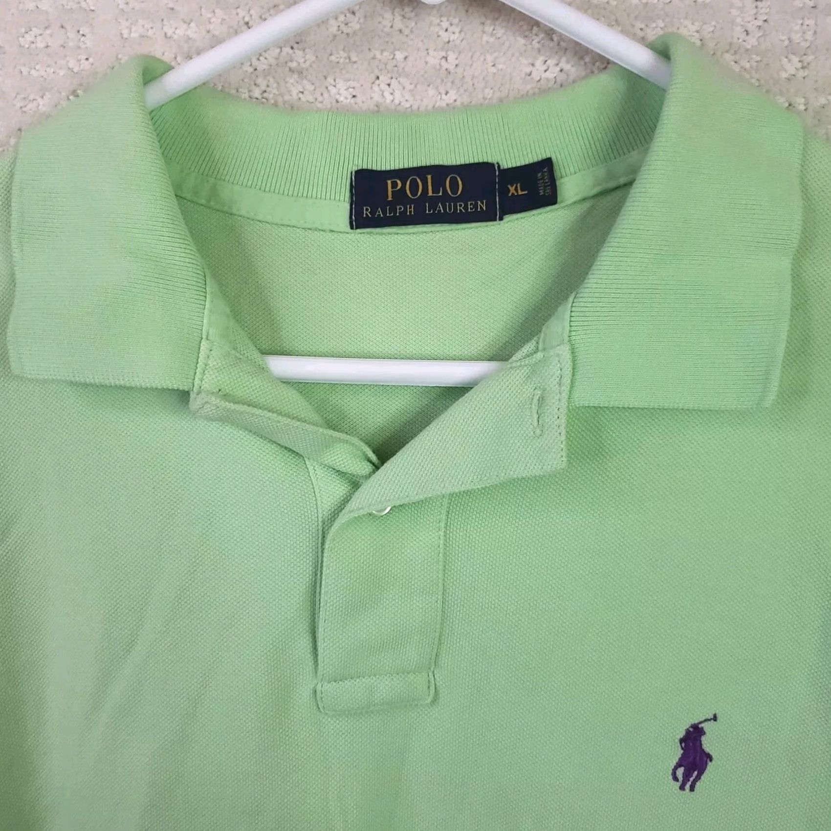 Ralph Lauren VINTAGE Polo Ralph Lauren Shirt Men XL Green Purple Pony Short Sleeve Golf Preppy 90s Mens Size US XL / EU 56 / 4 - 5 Thumbnail