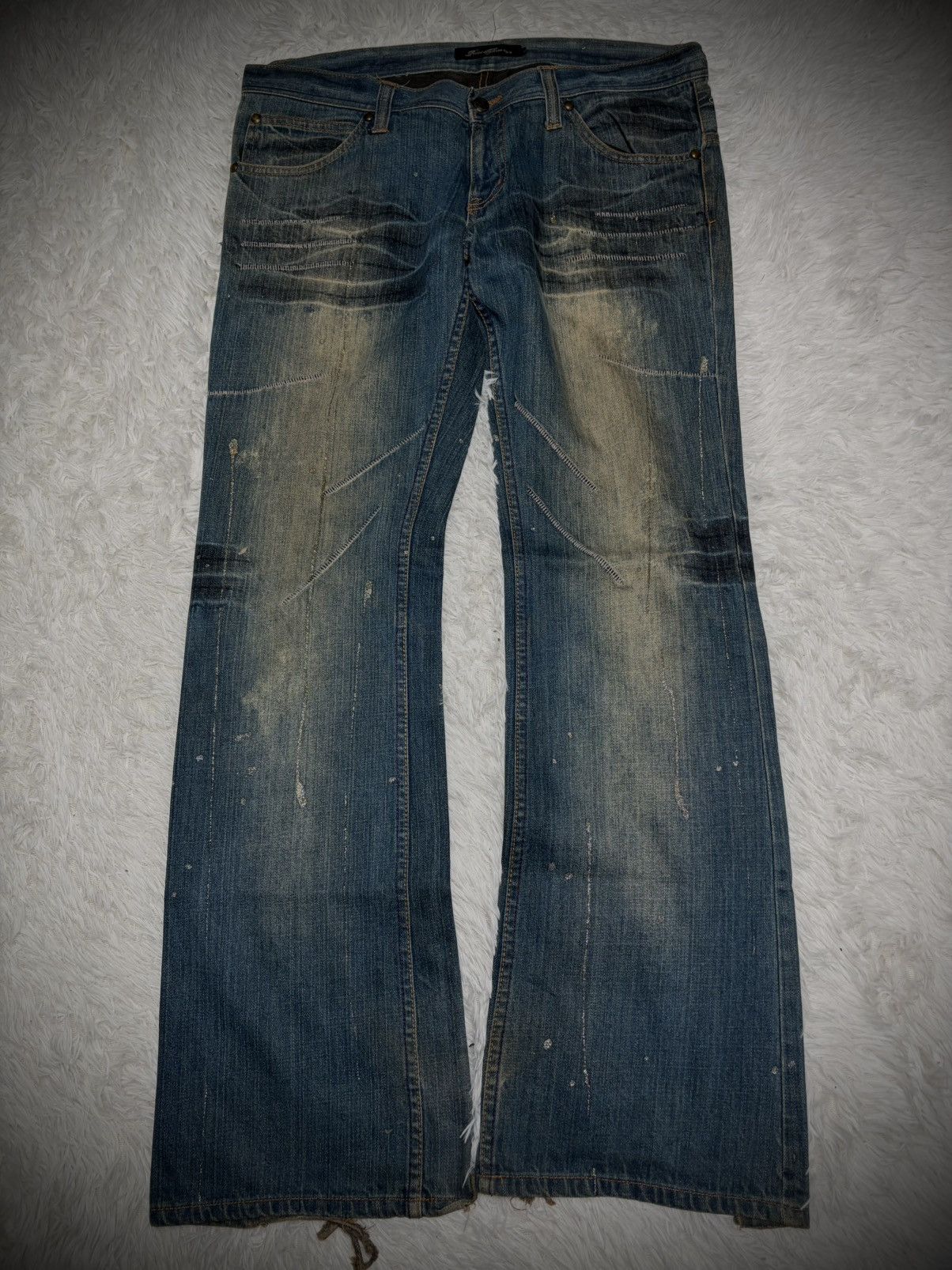 Tornado Mart Rare Root Three paint splash mudwash flared jeans Size US 36 / EU 52 - 1 Thumbnail