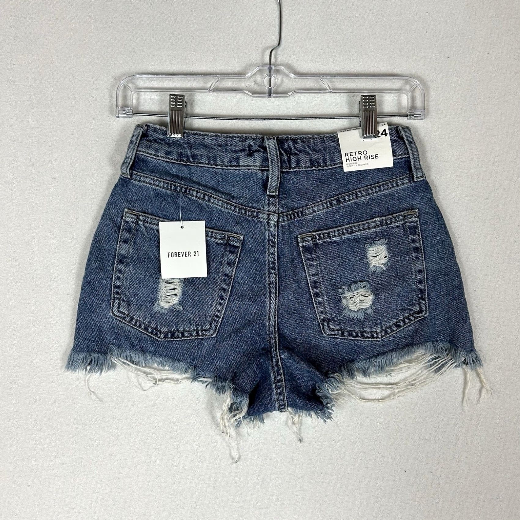 Forever 21 FOREVER 21 NEW Retro High Rise Jean Shorts Women's 24 Blue Denim Casual NWT Size 42" / US 20 - 7 Thumbnail