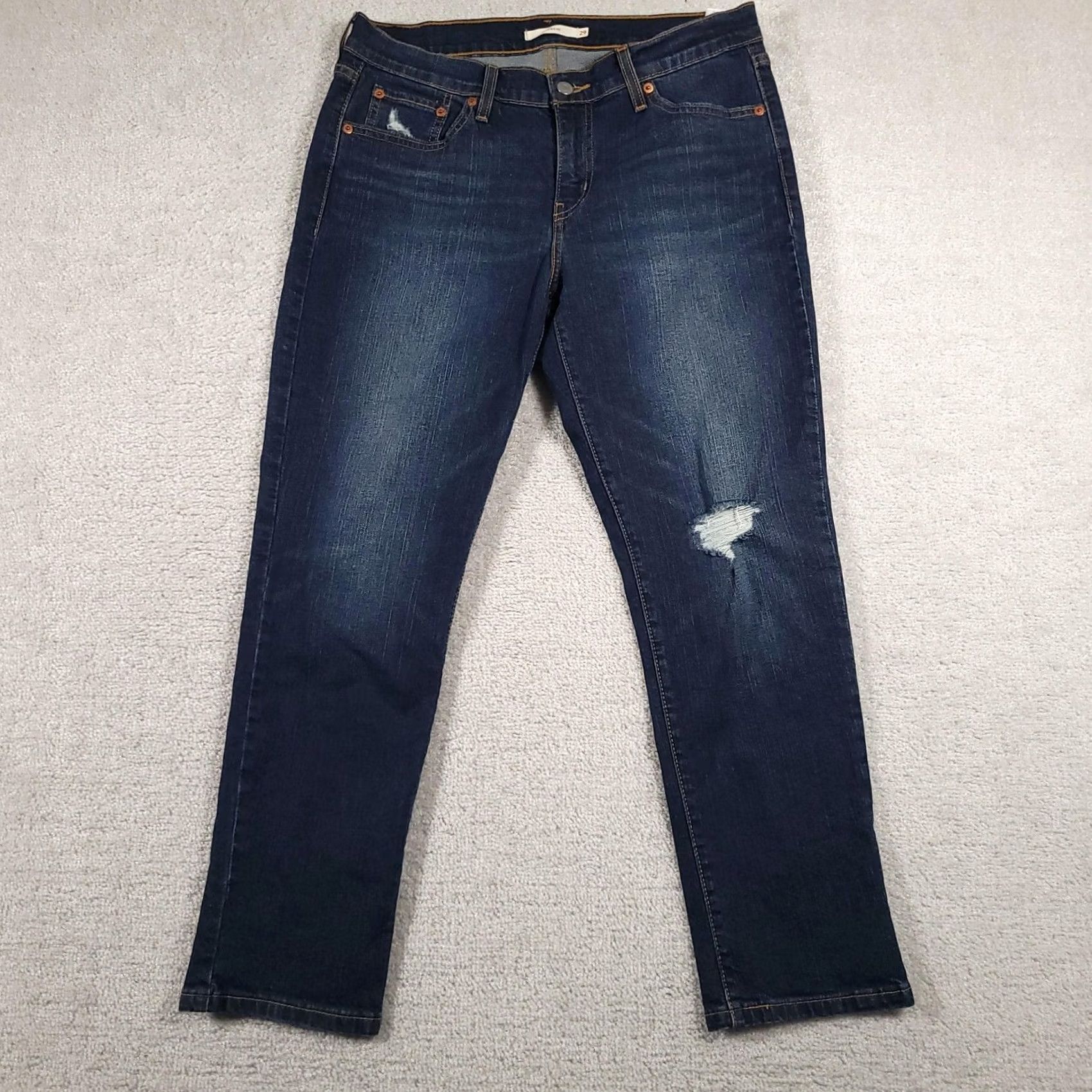 Levi's Levi's 501 Boyfriend Jeans Womens 29 Blue Distressed Ripped Knee Denim Pants Size 29" - 2 Thumbnail