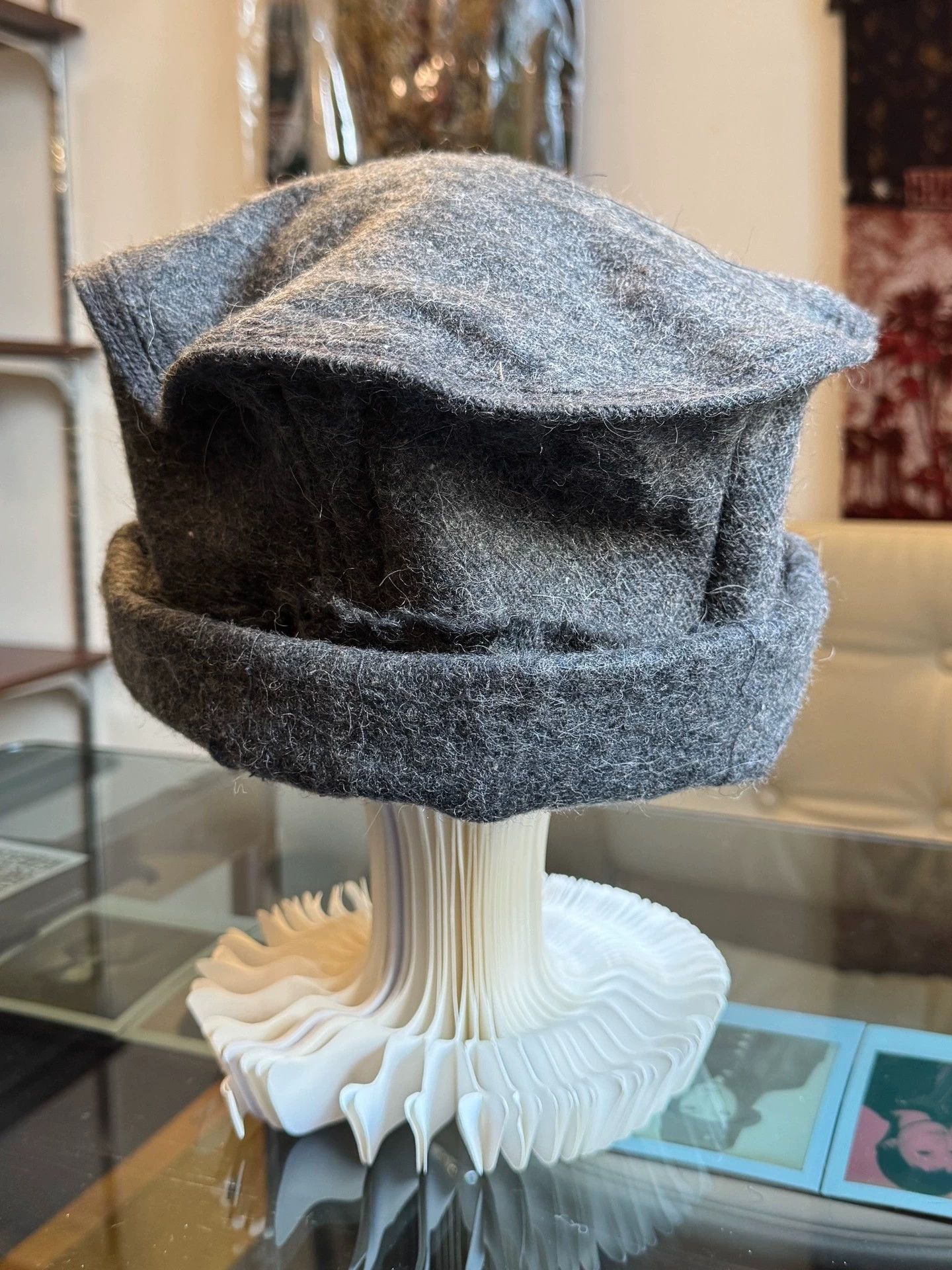 Vintage Vintage Pakistan Wool Pleated Bucket Hat, Rollable, Large Size ONE SIZE - 7 Thumbnail