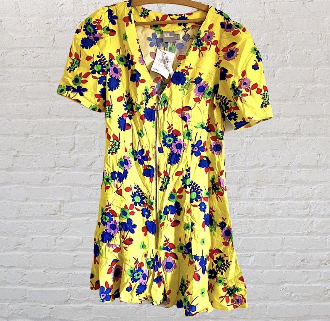 Asos ASOS FLORAL PRINT RUCHED FRONT ZIP UP MINI DRESS Size M / US 6-8 / IT 42-44 - 7 Thumbnail
