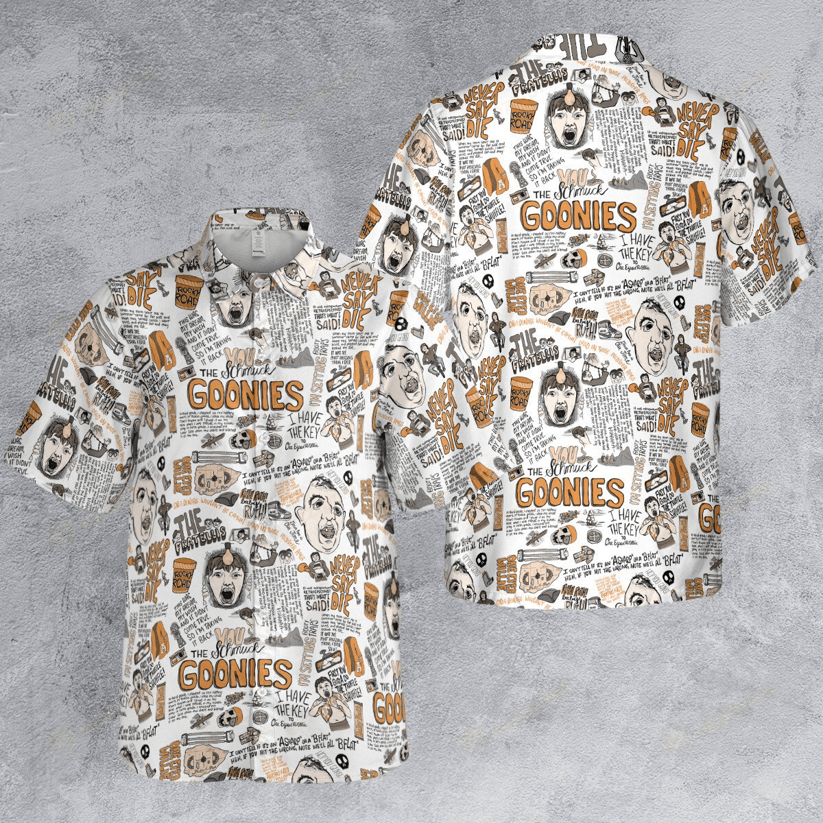 Designer × The Unbranded Brand Shuffled Goonies Never Say Die Button Down Shirt Size US S / EU 44-46 / 1 - 4 Thumbnail