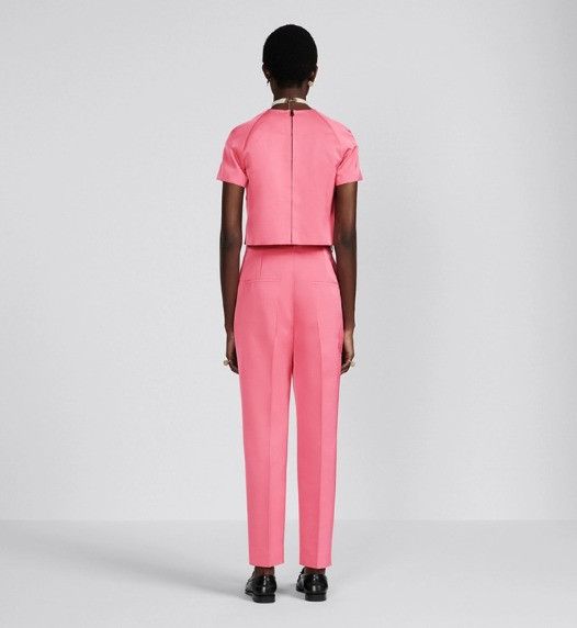 Dior o1w1db10824 Wool & Silk Short-Sleeved Top in Pink Size M / US 6-8 / IT 42-44 - 6 Thumbnail