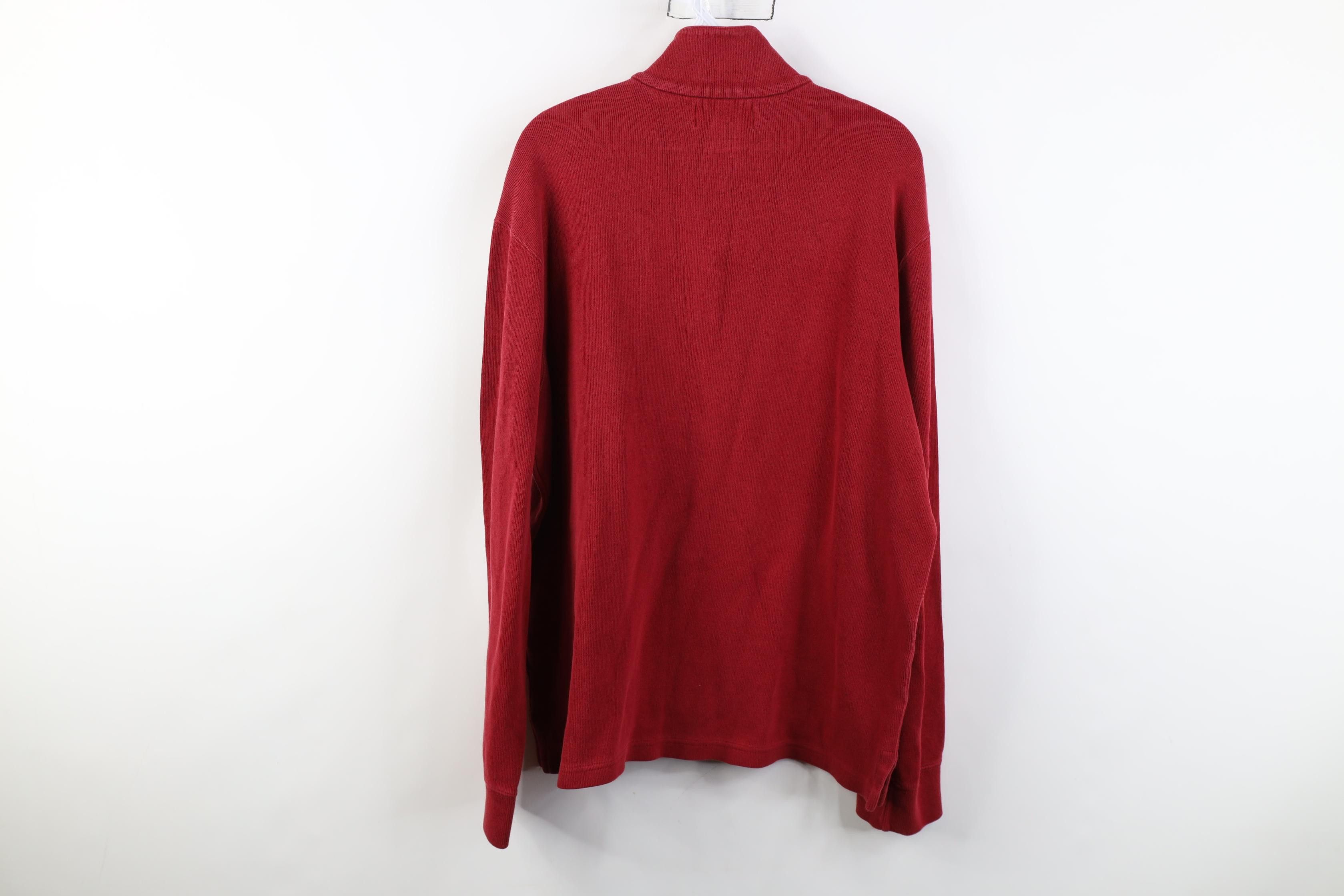 Polo Ralph Lauren Vintage 90s Ralph Lauren Ribbed Knit 1/4 Zip Sweater Red Size US L / EU 52-54 / 3 - 12 Thumbnail